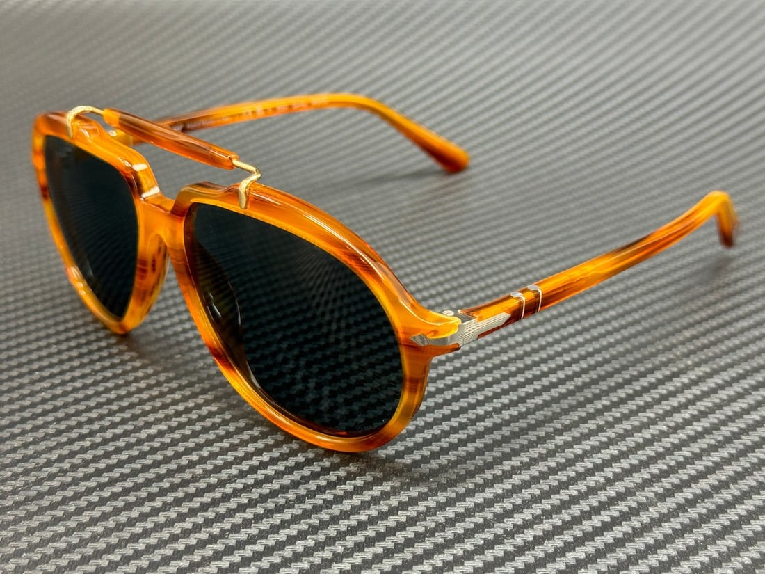 Persol PO0202S 960 R5 Unisex Striped Brown Frames Blue Lens 57mm Sunglasses (1 of 4)