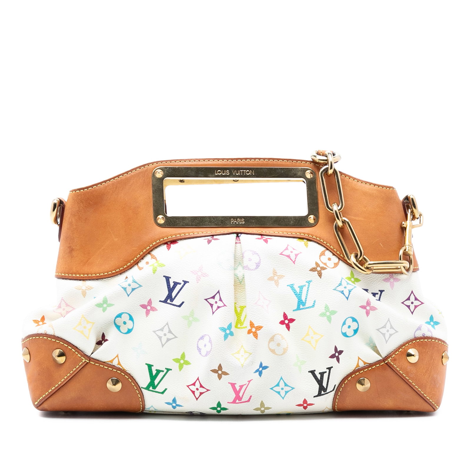 Louis Vuitton Judy MM White Multicolore Canvas Handbag with Chain Strap (1 of 7)
