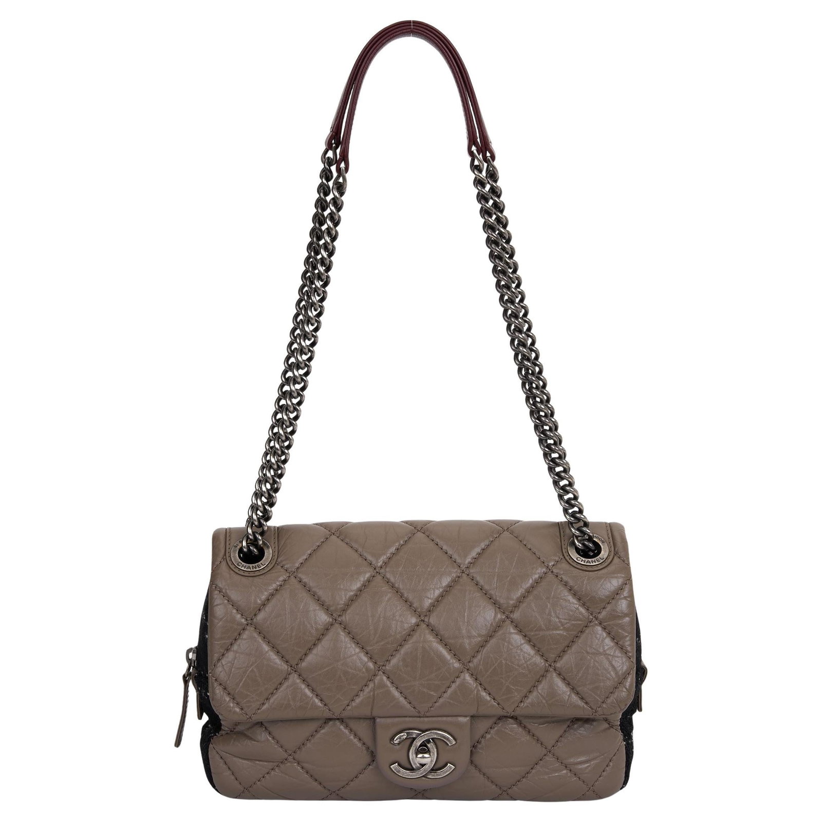 Chanel Taupe Tweed Portobello Flap Bag by Karl Lagerfeld (1 of 9)