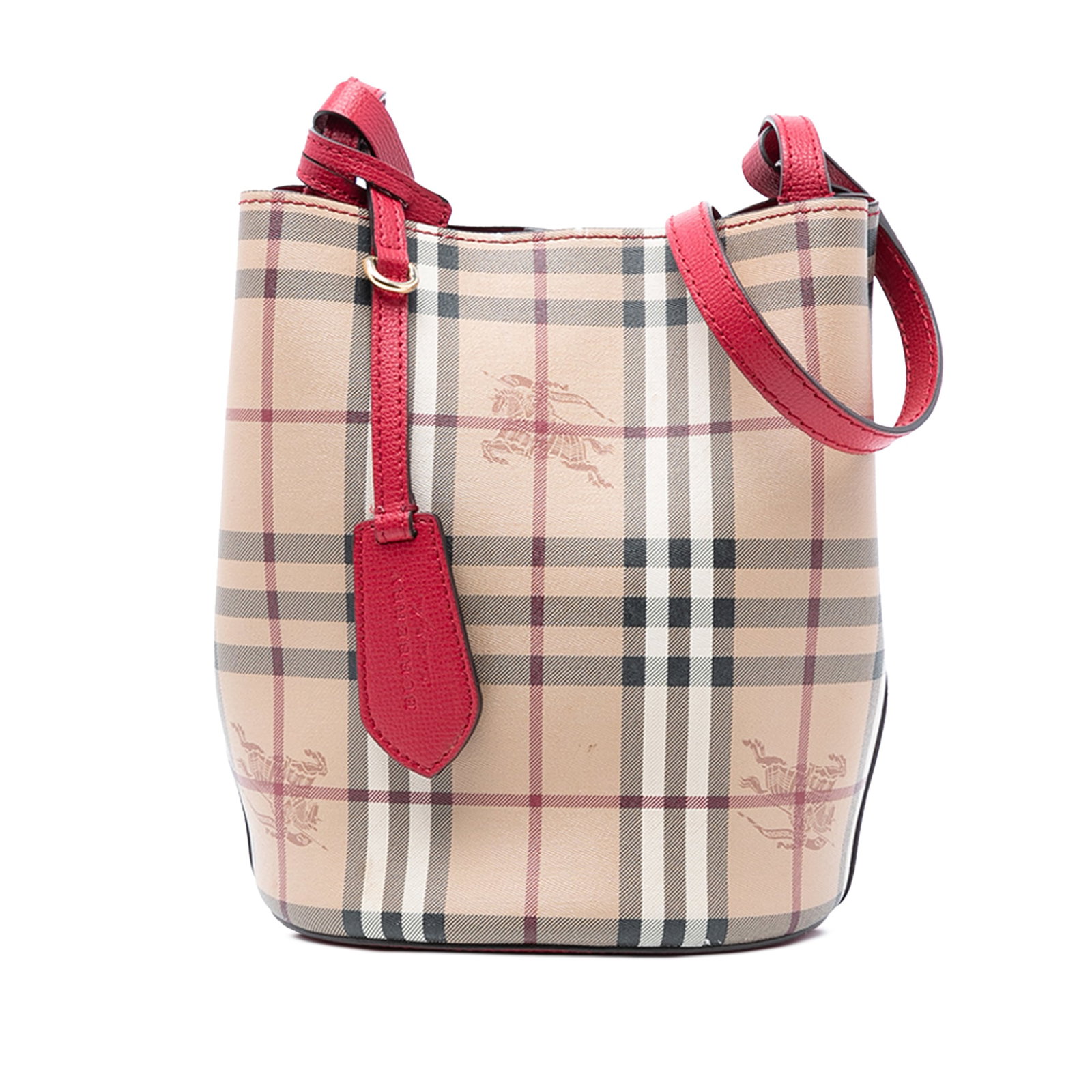 Burberry Lorne Bucket Shoulder Bag in Haymarket Check Coated Canvas (1 of 7)