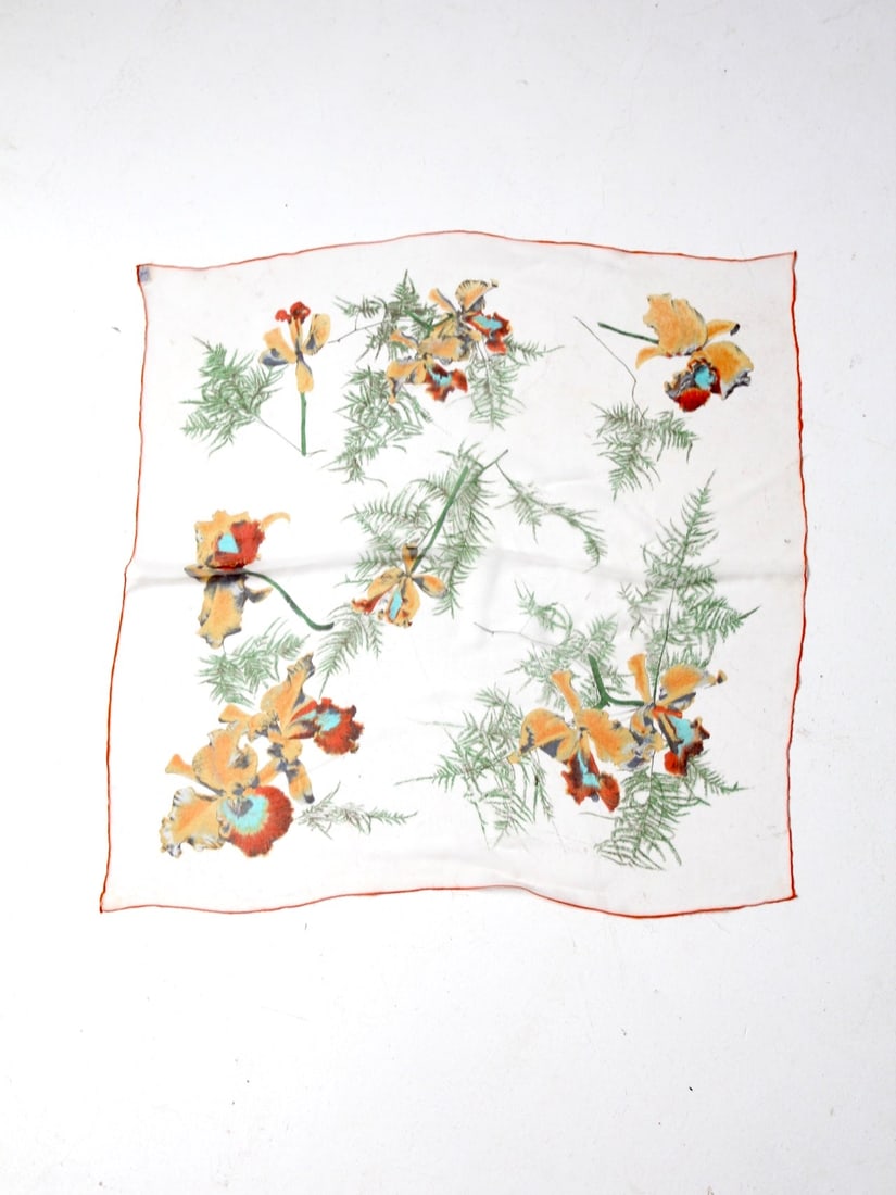 Vintage 1960s Triple Sheer Floral Scarf 100% Rayon Made in Japan (1 of 8)