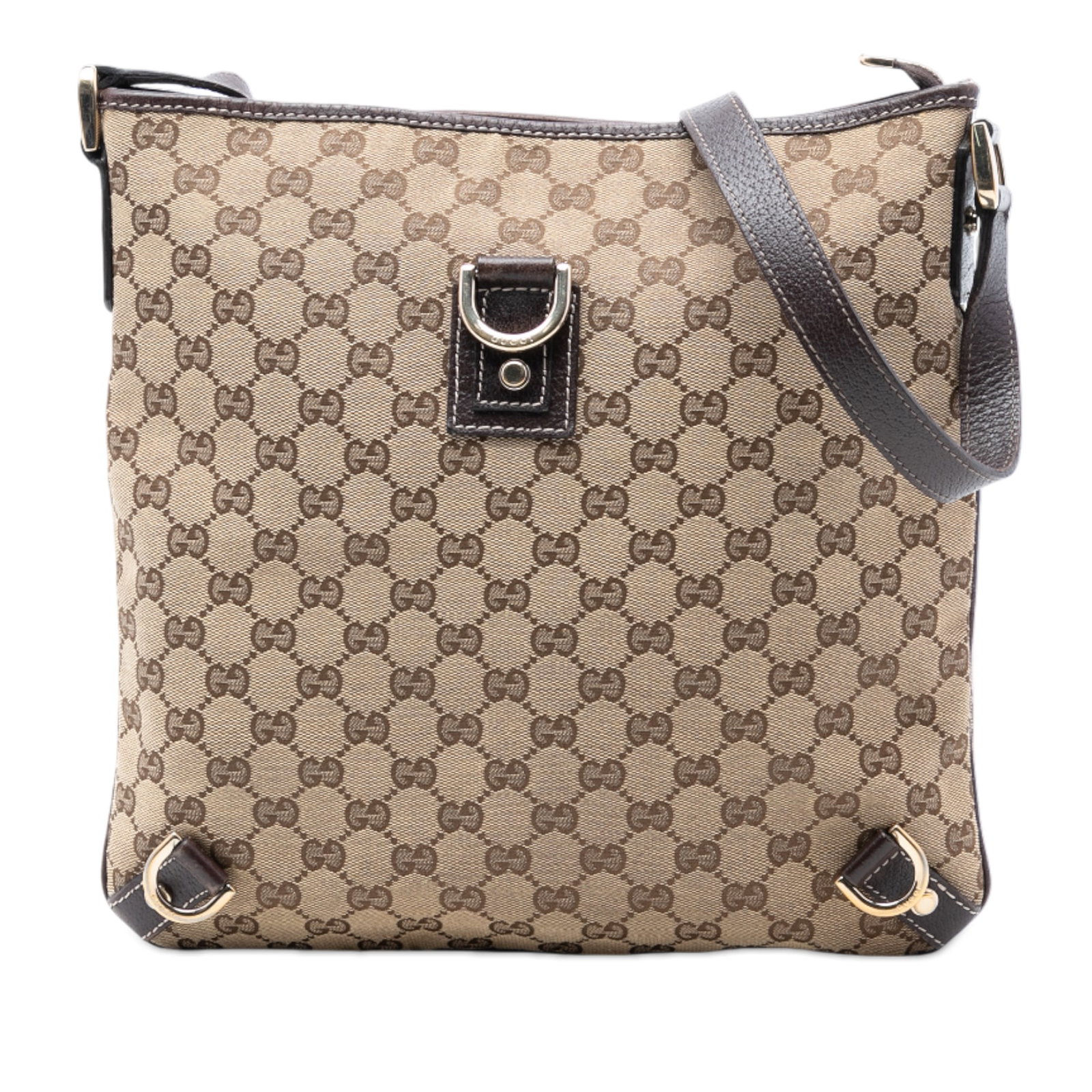 Gucci Abbey D Ring Beige Canvas Crossbody Bag with Leather Trim (1 of 7)
