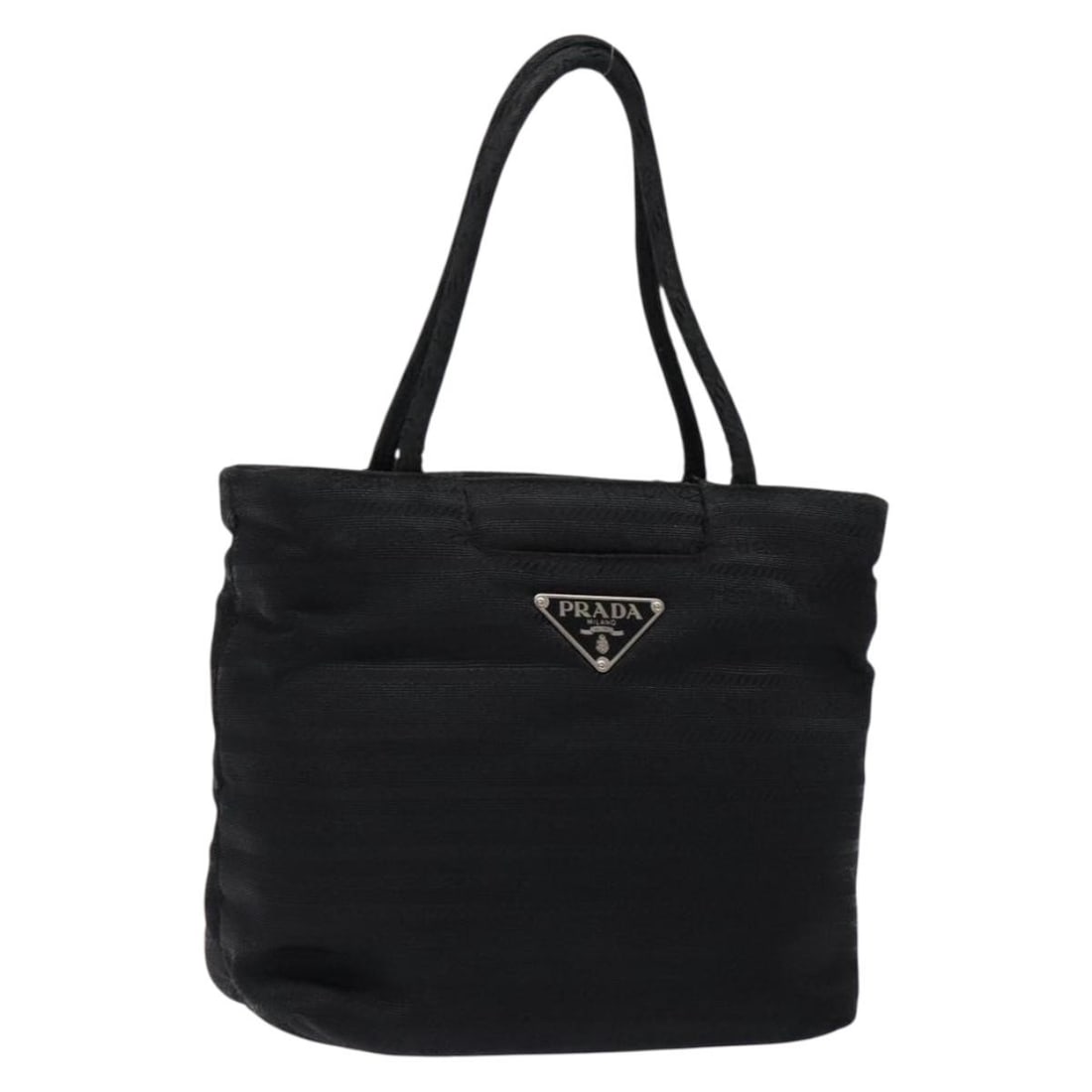 PRADA Black Silver Nylon Hand Bag Auth Italy 134200 (1 of 18)