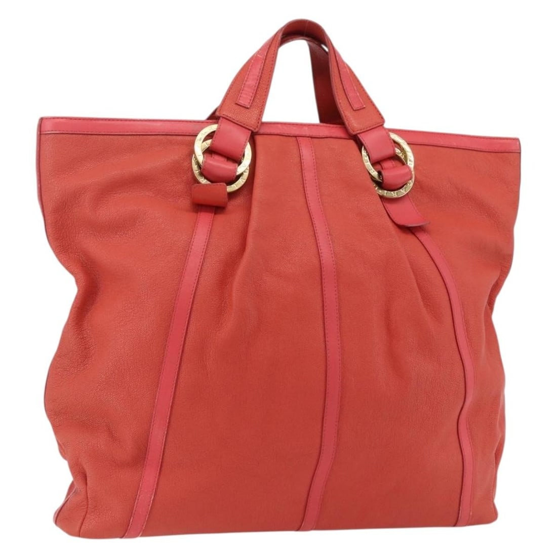 Pink Leather Top Handle Bag by Bvlgari Chandra 40cm: Pink Leather Top Handle Bag by Bvlgari Chandra 40cm This Bvlgari Chandra Top Handle Bag is crafted from pink leather and designed for women. The bag features a top handle and shows signs of use includ