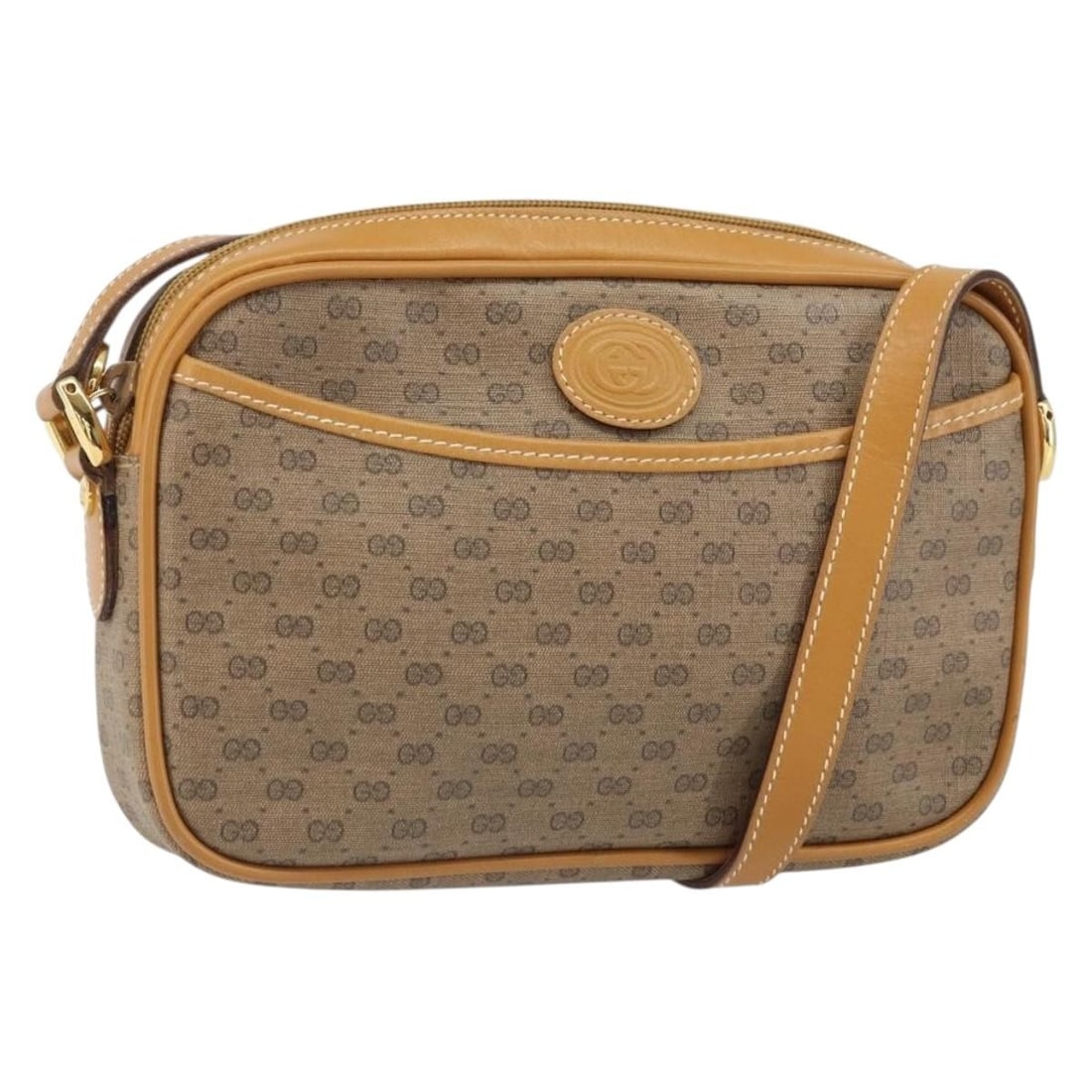 Beige Gold GUCCI Micro GG Supreme PVC Shoulder Bag 007 904 0095: Beige Gold GUCCI Micro GG Supreme PVC Shoulder Bag 007 904 0095 This GUCCI Micro GG Supreme shoulder bag features beige and gold PVC leather with micro small GG canvas detailing. The bag is crafted in