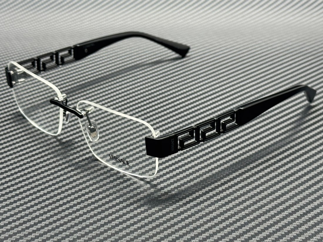 Men's Matte Black Versace VE1310 Eyeglass Frames 56mm with Case (1 of 4)