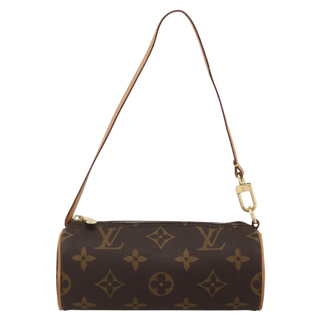 Papillon Pochette Brown Canvas Handbag by Louis Vuitton: Papillon Pochette Brown Canvas Handbag by Louis Vuitton This Louis Vuitton Papillon Pochette features the iconic Monogram canvas in brown, designed for women. The bag shows slight rubbing on the surfa