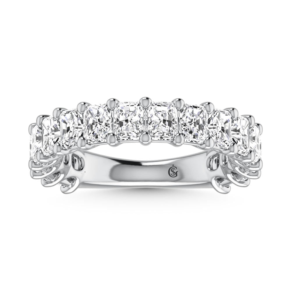 14K White Gold Diamond 5 1/4 Ct.Tw. Wedding Band: 14K White Gold Diamond 5 1/4 Ct.Tw. Wedding Band Indulge in ultimate luxury with this 14K White Gold Wedding Band, featuring an impressive 5 1/4 Ct.Tw. of dazzling diamonds. The sleek white gold setti