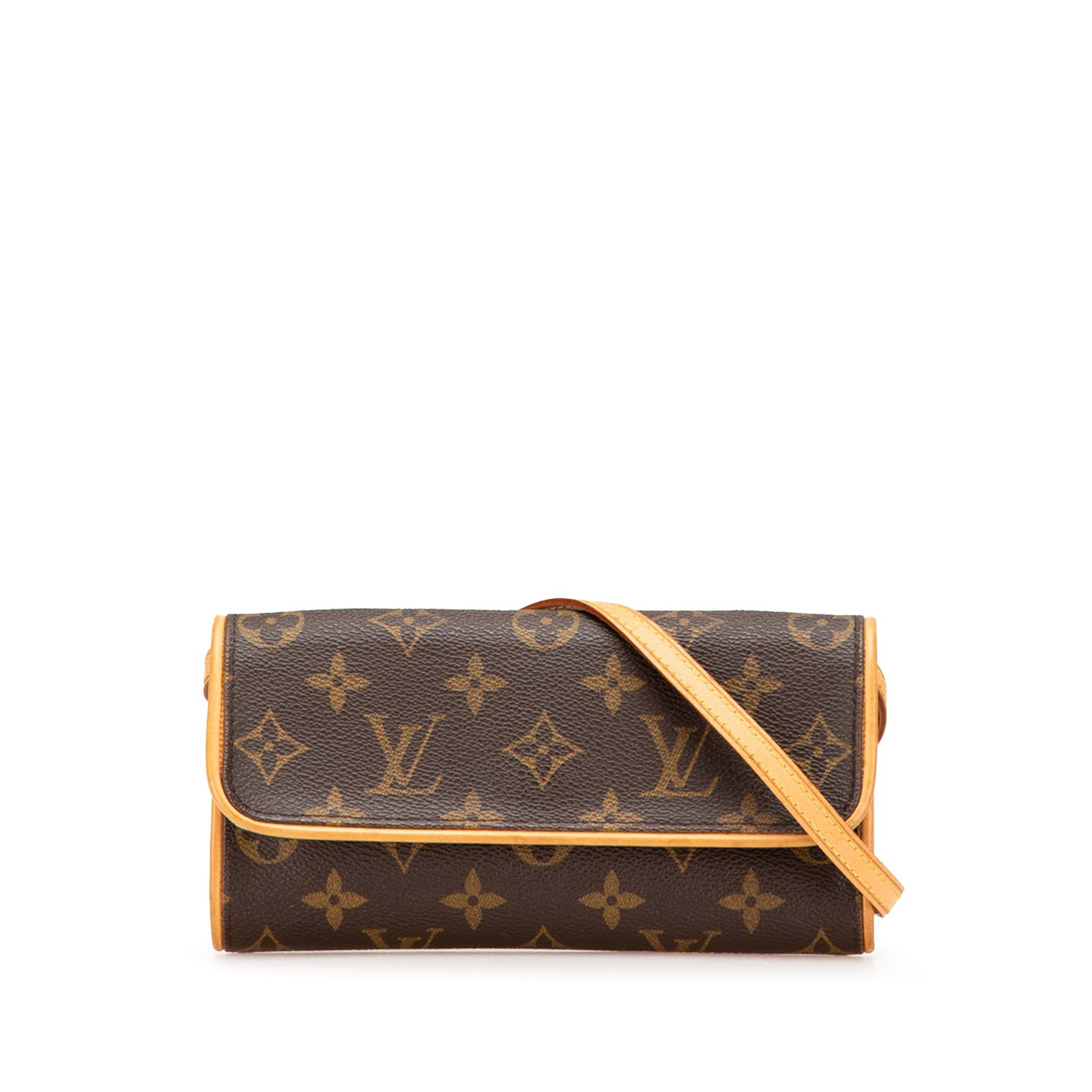 Louis Vuitton Monogram Pochette Twin PM Brown Canvas Bag: Louis Vuitton Monogram Pochette Twin PM Brown Canvas Bag The Louis Vuitton Monogram Pochette Twin PM is a stylish and functional bag crafted from durable monogram canvas and complemented by vachetta l