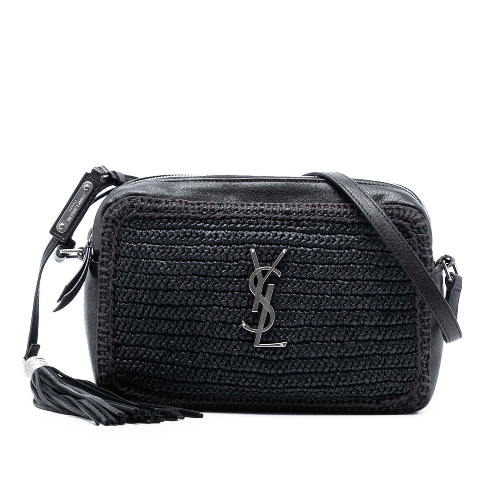 Saint Laurent Lou Camera Bag in Woven Raffia with Leather Trim (1 of 7)