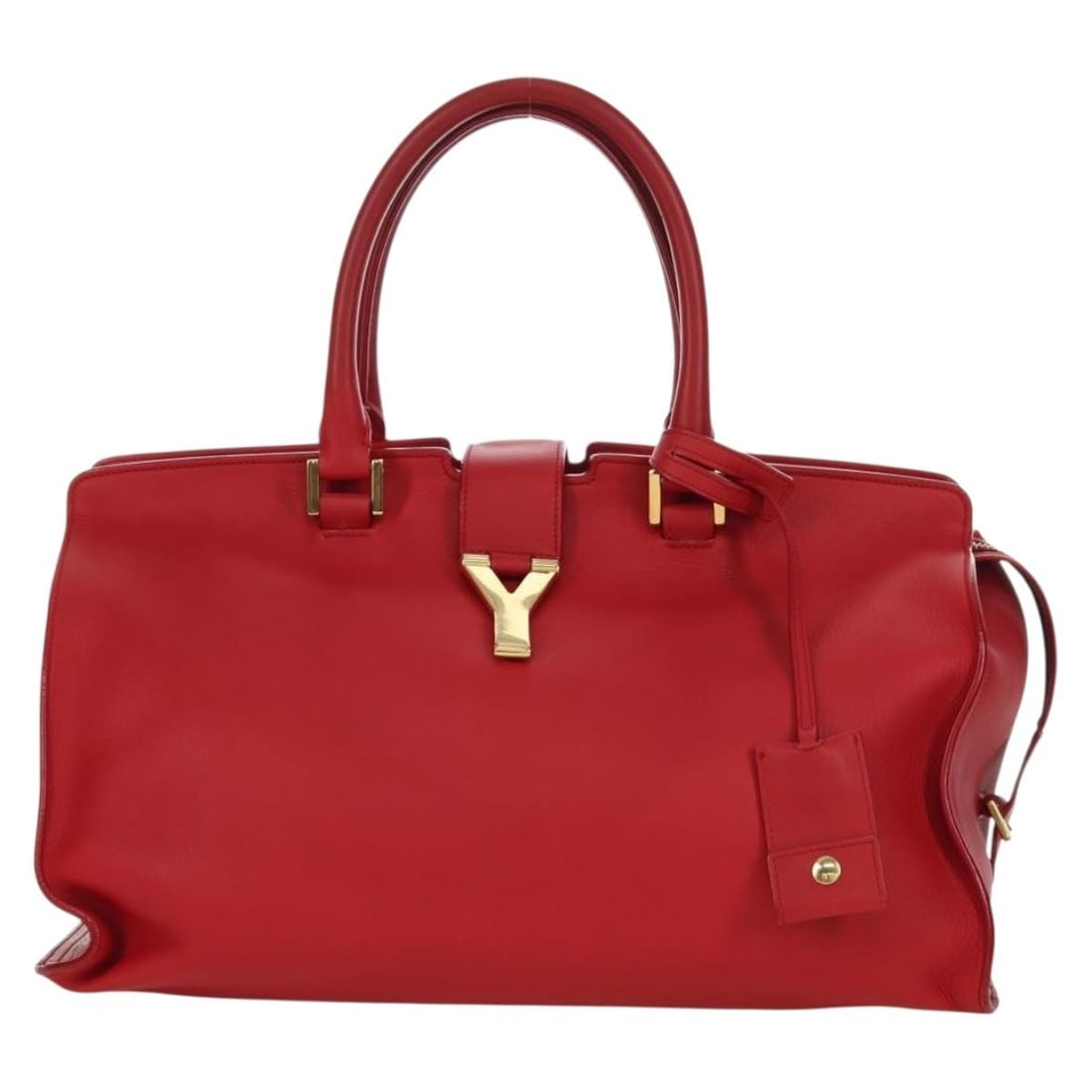 Red Leather Classic Y Cabas Bag by Saint Laurent for Women: Red Leather Classic Y Cabas Bag by Saint Laurent for Women This Saint Laurent Classic Y Cabas handbag is crafted from red leather and designed for women. It features dual top handles, signature Y hard