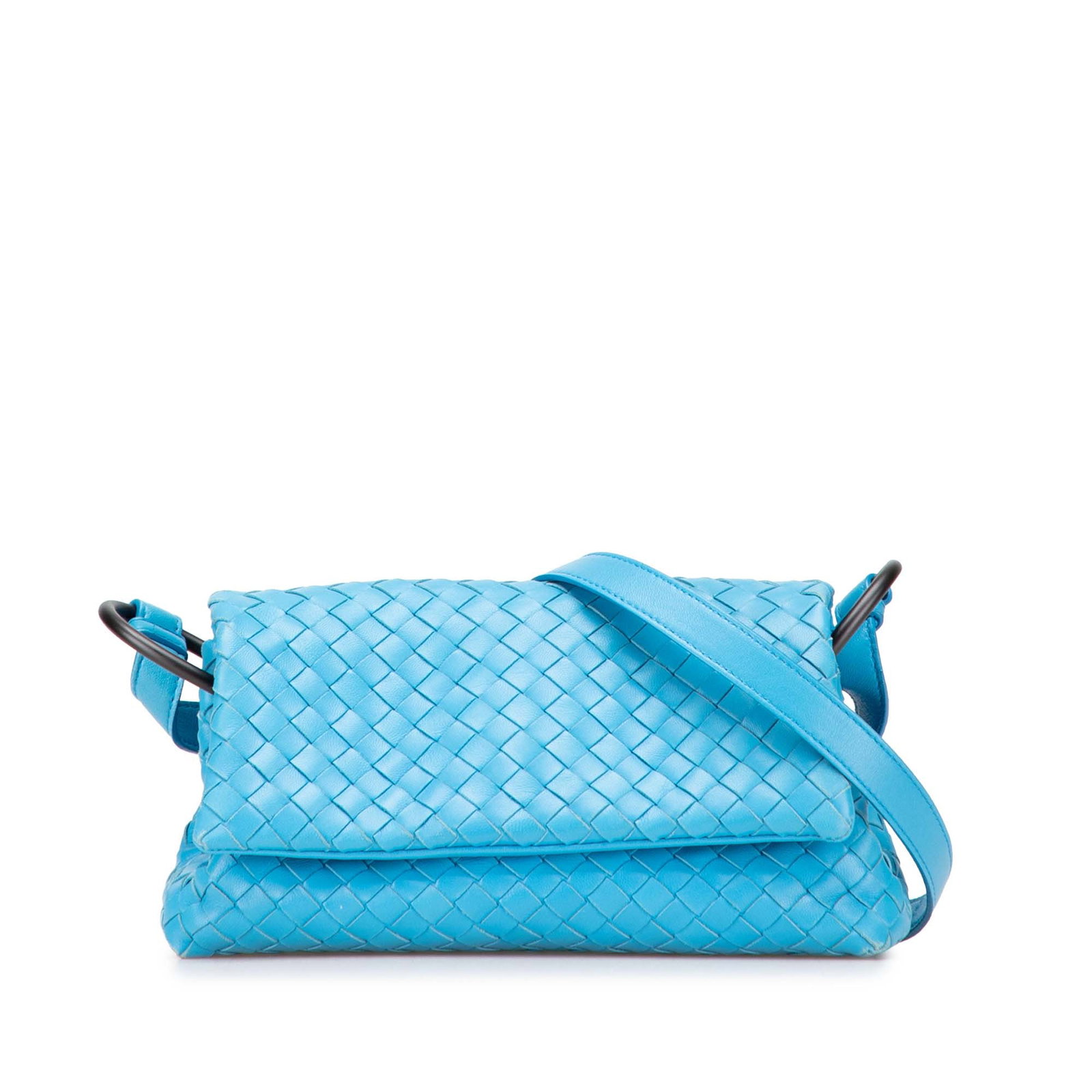 Bottega Veneta Blue Nappa Intrecciato Flap Crossbody Bag (1 of 10)