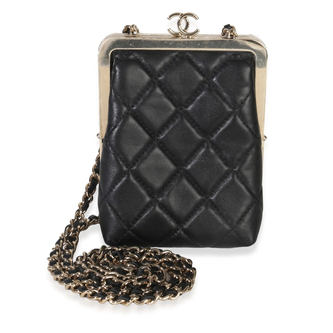 Chanel CC Frame Clutch Black Lambskin Shoulder Bag With Chain (1 of 9)