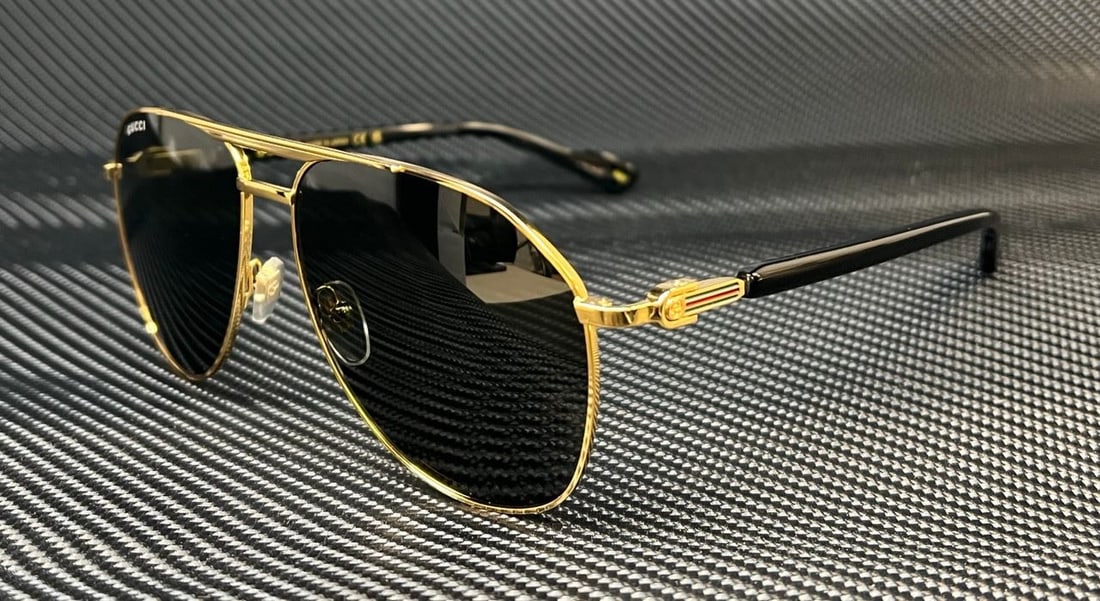 Gucci GG1220S 001 Gold Metal Sunglasses with Grey Lenses (1 of 5)