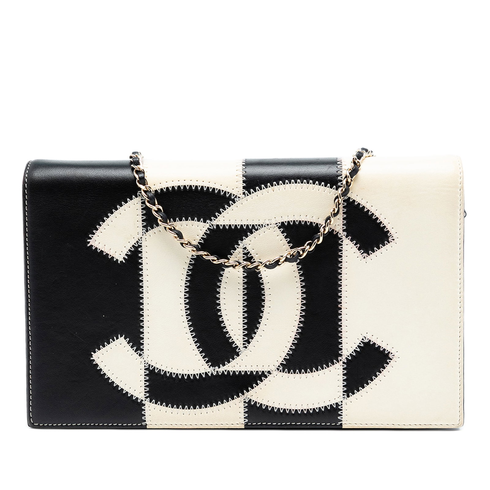 Chanel Black Embroidered Lambskin Crossbody Clutch with Chain Strap: Chanel Black Embroidered Lambskin Crossbody Clutch with Chain Strap This Chanel CC Lambskin Embroidered Clutch With Chain is crafted from embroidered lambskin leather in black and features a leather-w