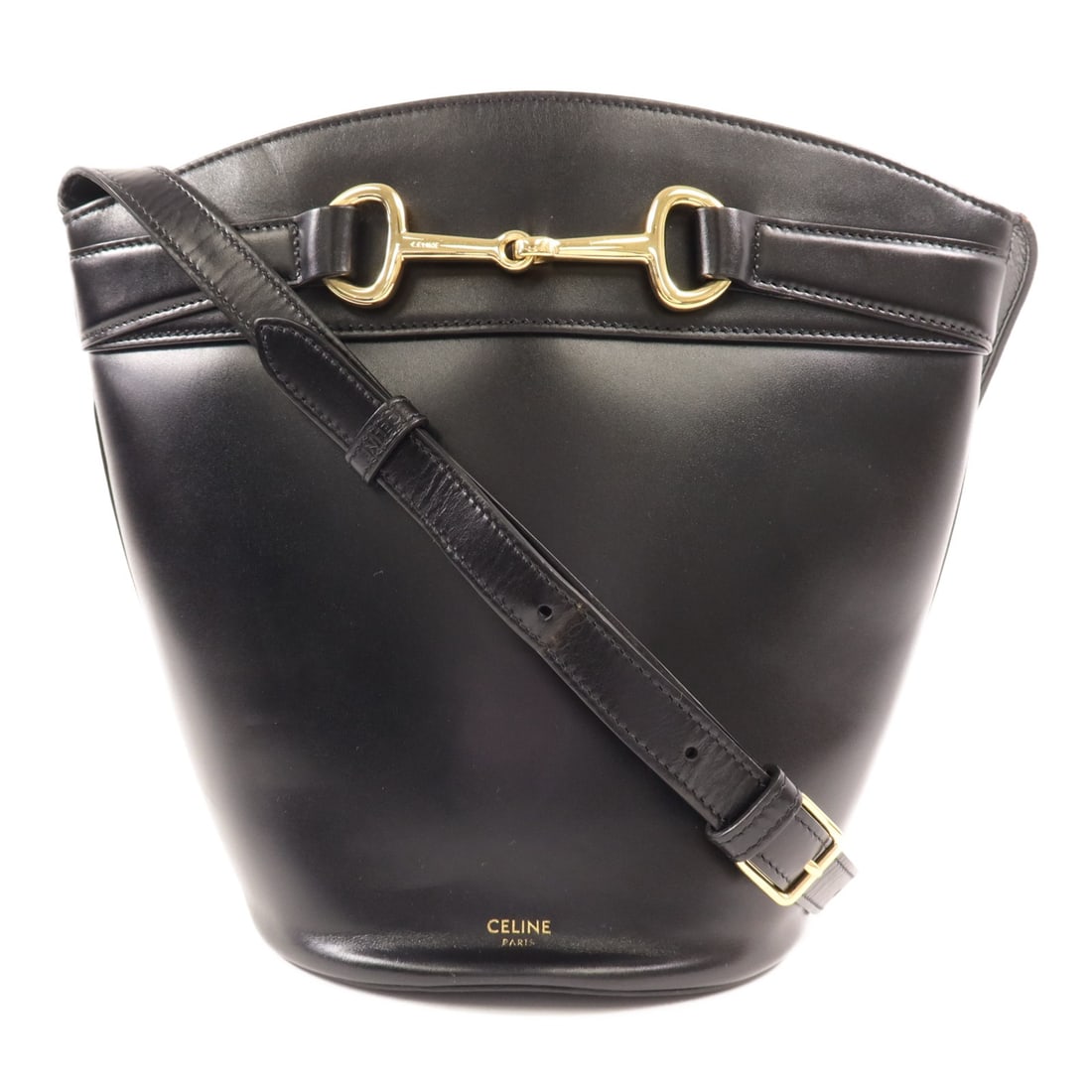 CELINE Bucket Bag Black Calfskin Leather Shoulder Bag GHW (1 of 18)