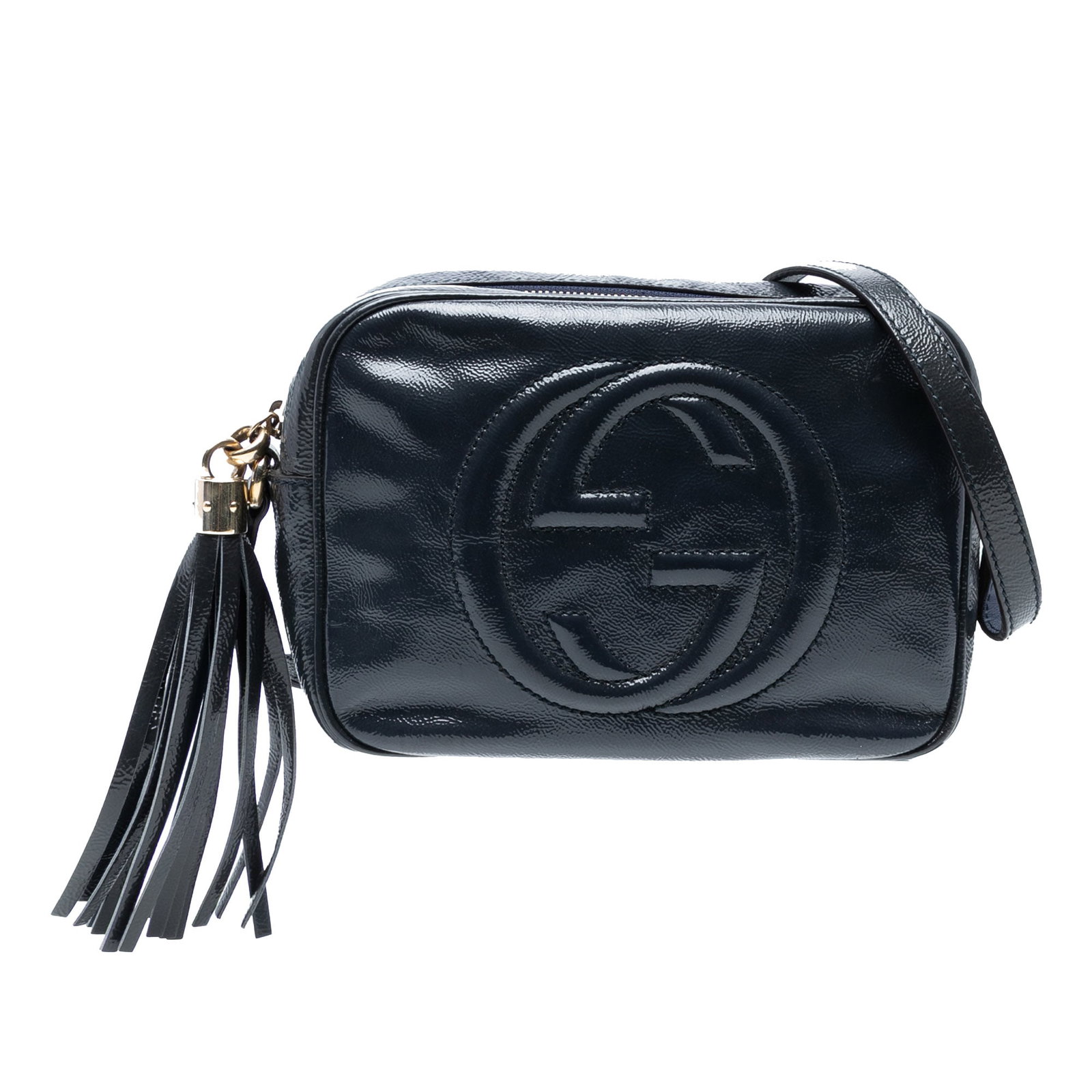 Gucci Blue Patent Soho Disco Crossbody Bag with Tassel (1 of 7)