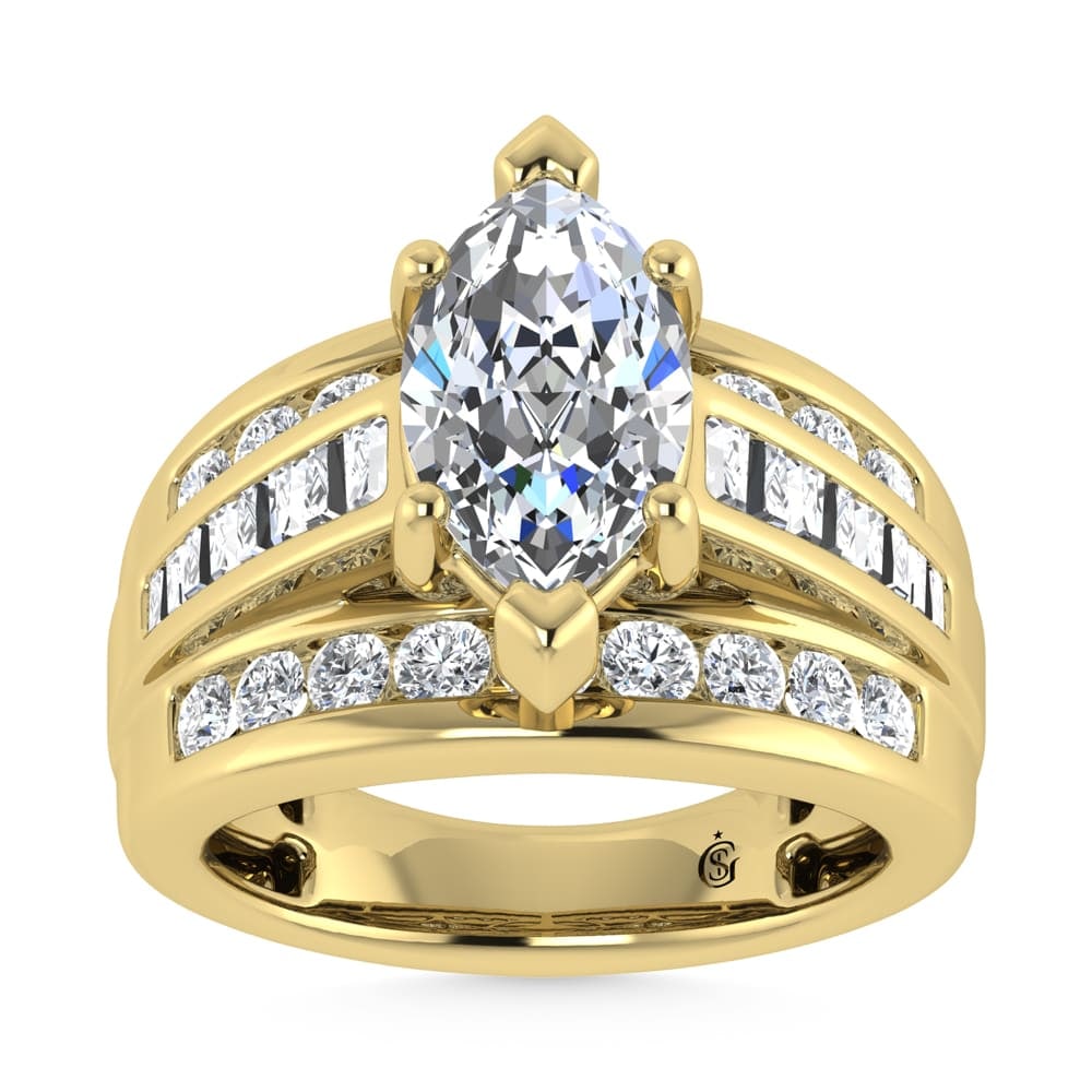 10K Yellow Gold Lab Grown Diamond 3 7/8 ct.Tw. Marquise Shape Engagement Ring (IGI Certified Center (1 of 4)
