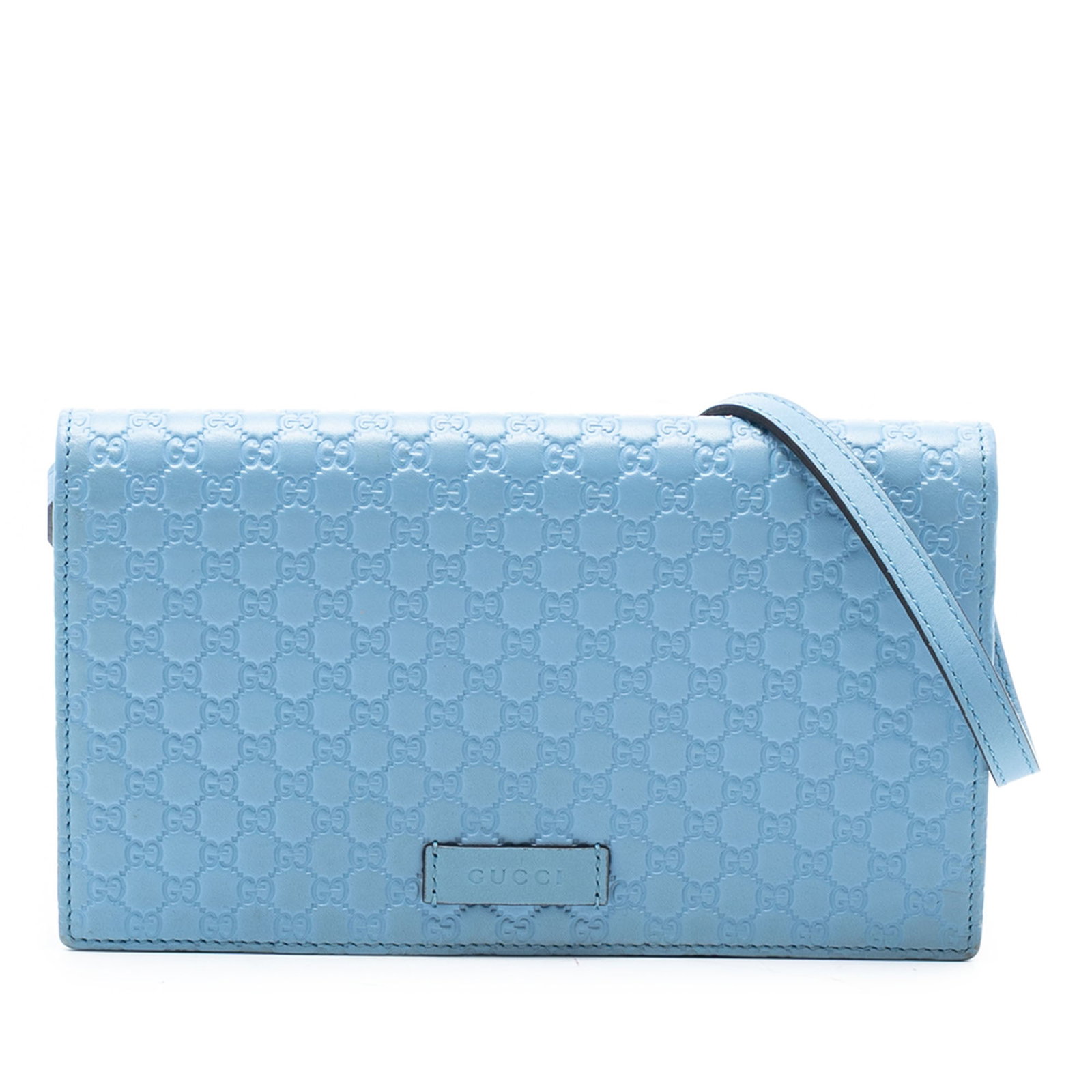 Gucci Microguccissima Blue Leather Crossbody Wallet Bag (1 of 7)
