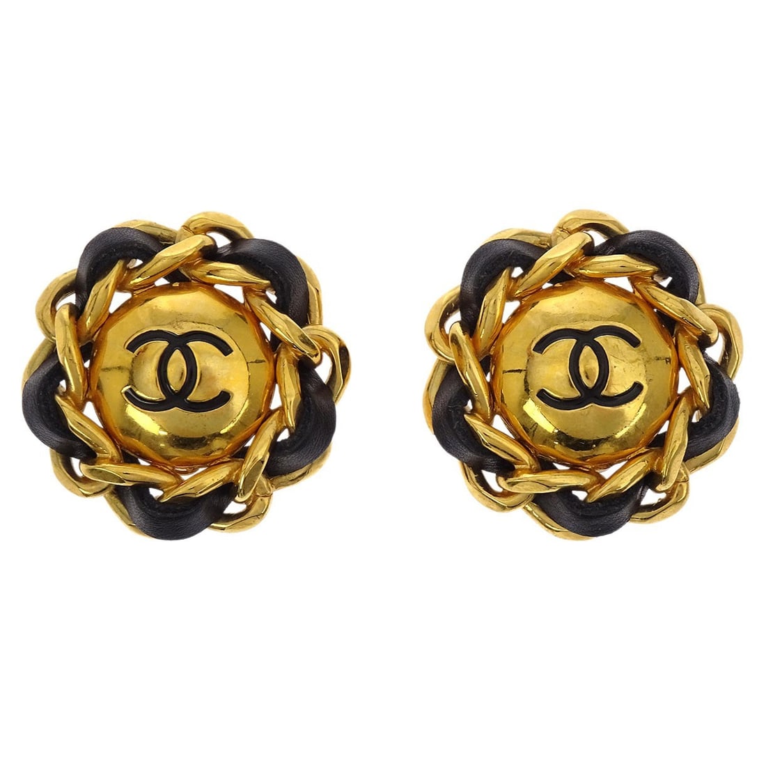 Chanel 93A Round Gold Plated Logo Clip-On Earrings: Chanel 93A Round Gold Plated Logo Clip-On Earrings These Chanel clip-on earrings feature a round design with a gold-plated finish and signature logo theme. Crafted in France, they offer a classic and