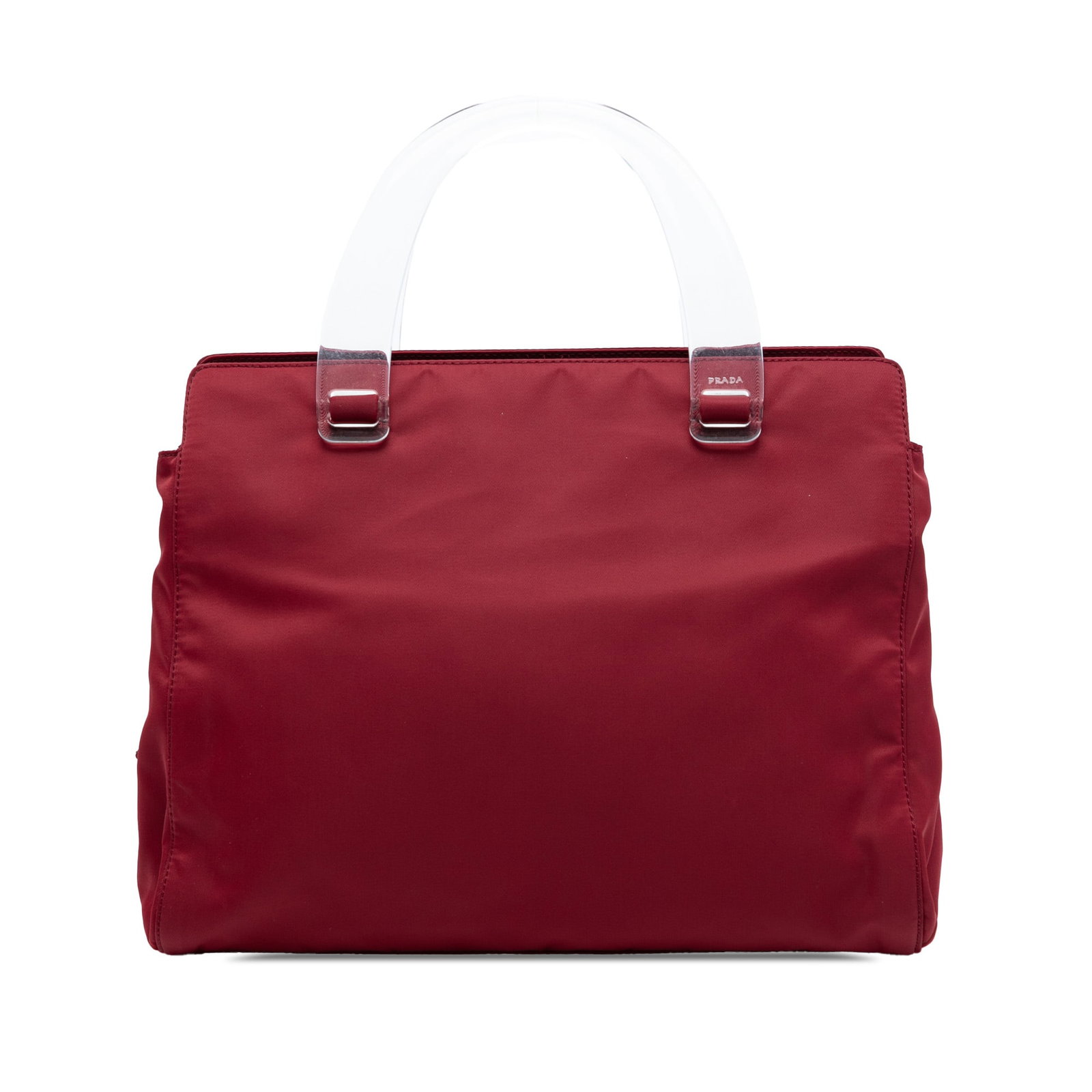 Prada Tessuto Red Nylon Bag with Acrylic Handles (1 of 6)