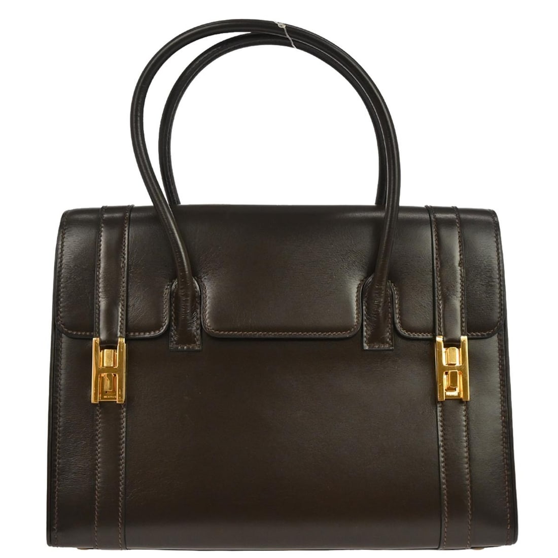 Hermes Drag 27 Box Calf Leather Top Handle Satchel Brown (1 of 12)