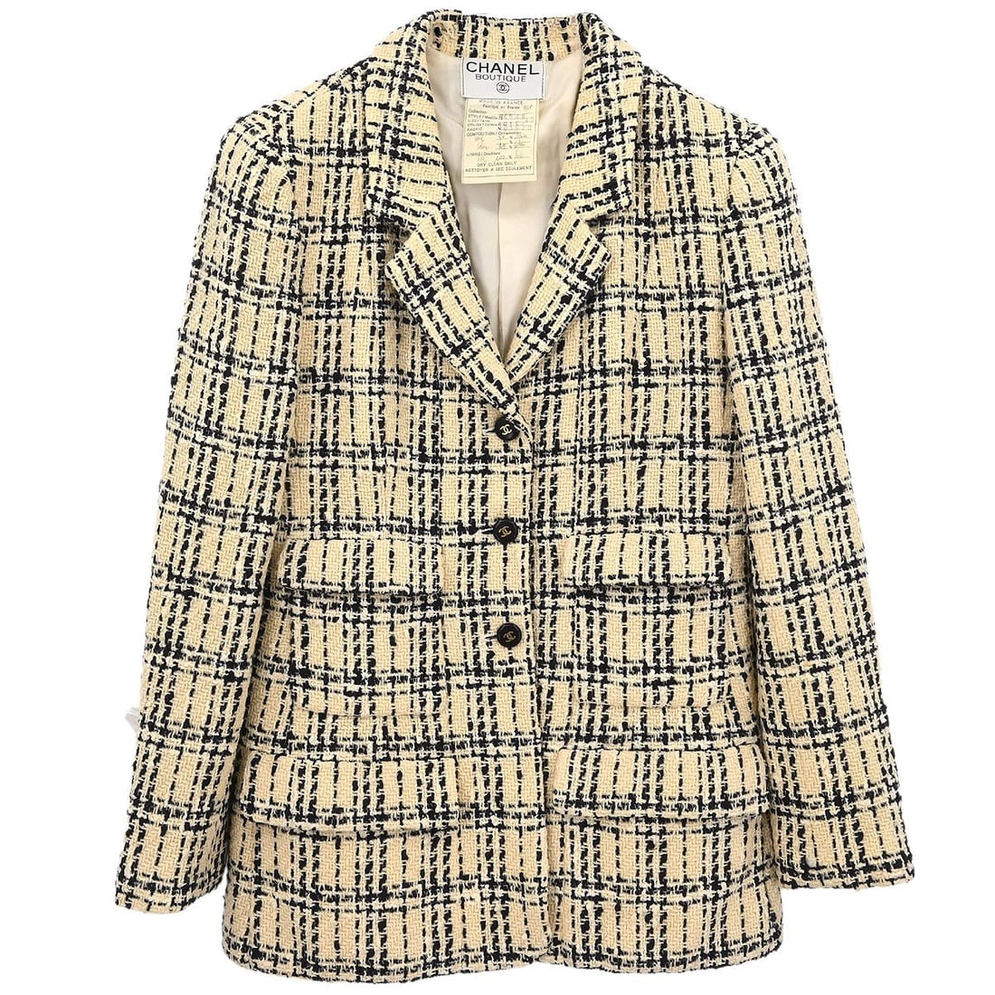 Off-white Chanel 95P Vintage Wool Cotton Mid-Length Jacket Size 42 (1 of 10)