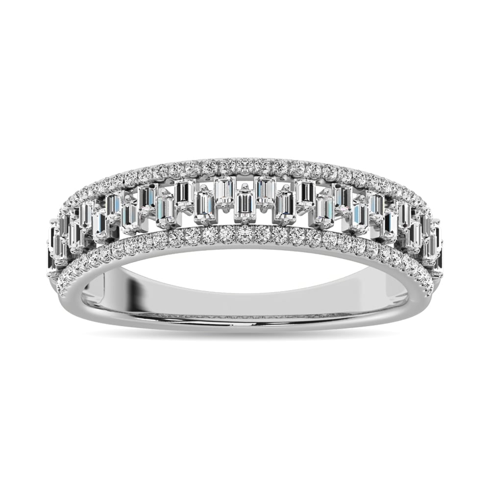 Diamond 1/3 Ct.Tw. Fashion Band in 14K White Gold: Diamond 1/3 Ct.Tw. Fashion Band in 14K White Gold 14k White Gold Stone Color: G-h Stone Clarity: I1 Each ring is presented in standard size 6.5. Complimentary resizing is available between sizes 510 (