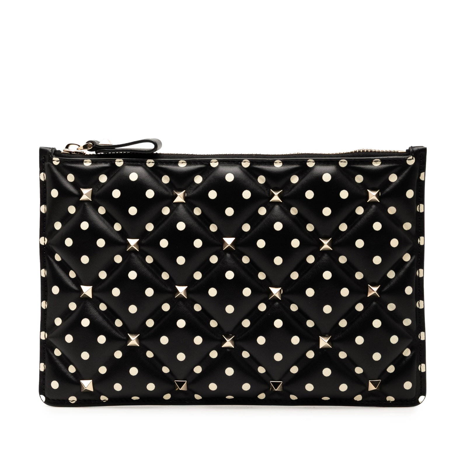 Valentino Leather Polka Dot Rockstud Clutch Bag Black Italy (1 of 7)