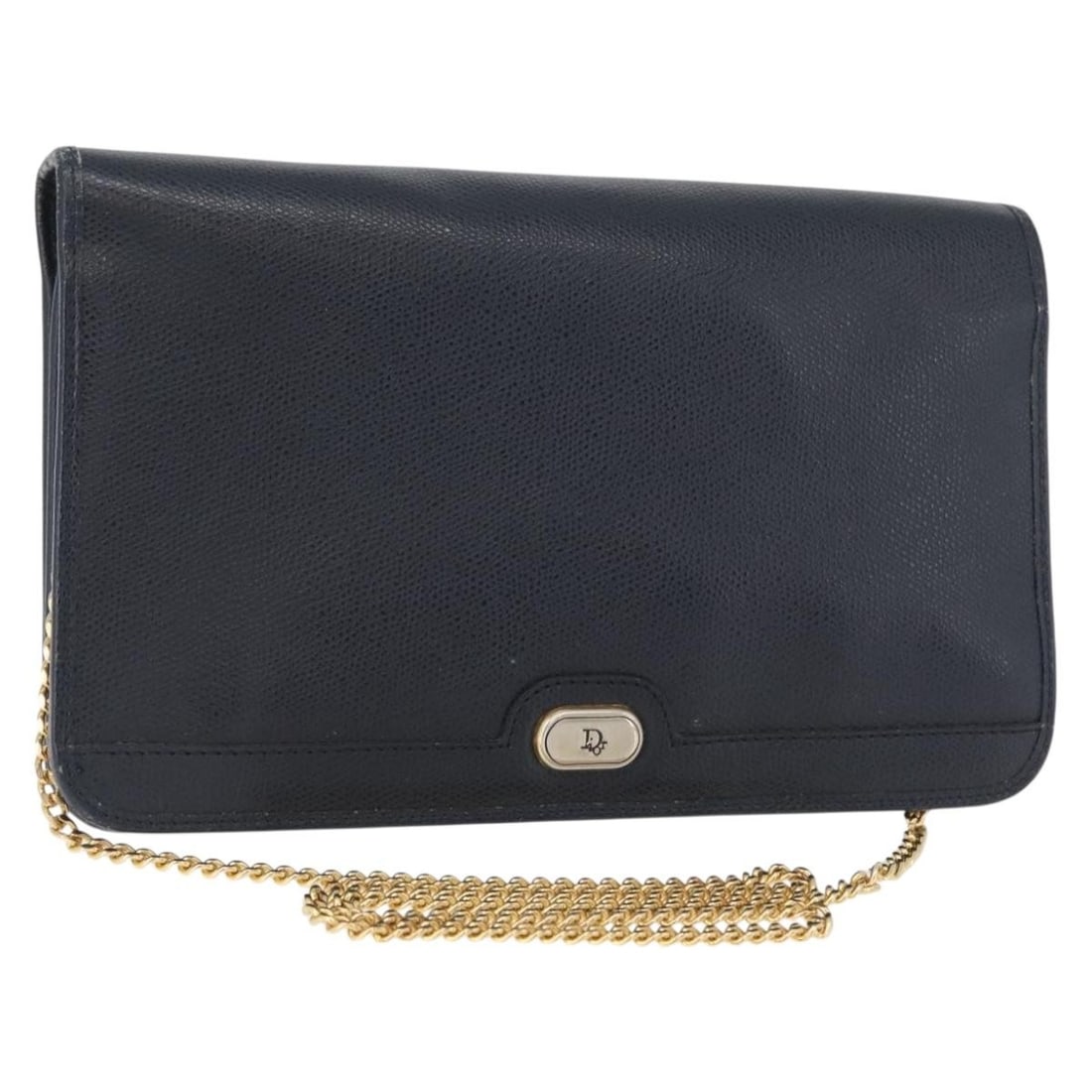 Dior Vintage Navy Leather Chain Flap Shoulder Bag 25cm: Dior Vintage Navy Leather Chain Flap Shoulder Bag 25cm This Christian Dior vintage chain flap shoulder bag is crafted from navy leather and features a classic silhouette. The bag is designed for women