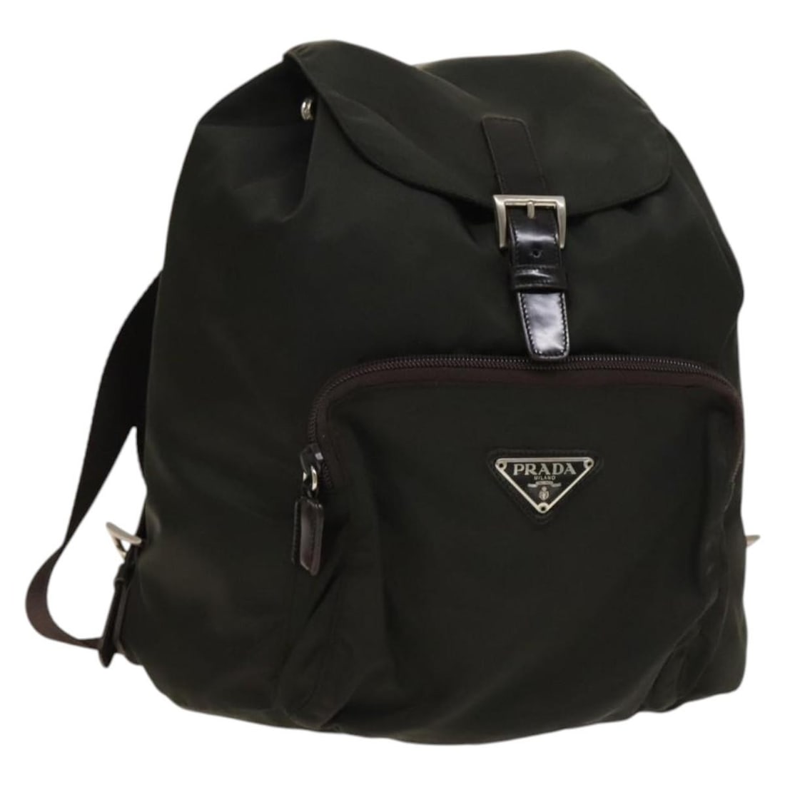 Authentic PRADA Khaki Silver Nylon Backpack Italy Made: Authentic PRADA Khaki Silver Nylon Backpack Italy Made This authentic PRADA backpack combines functionality with style, featuring a sleek khaki and silver design. Made in Italy from durable nylon, it