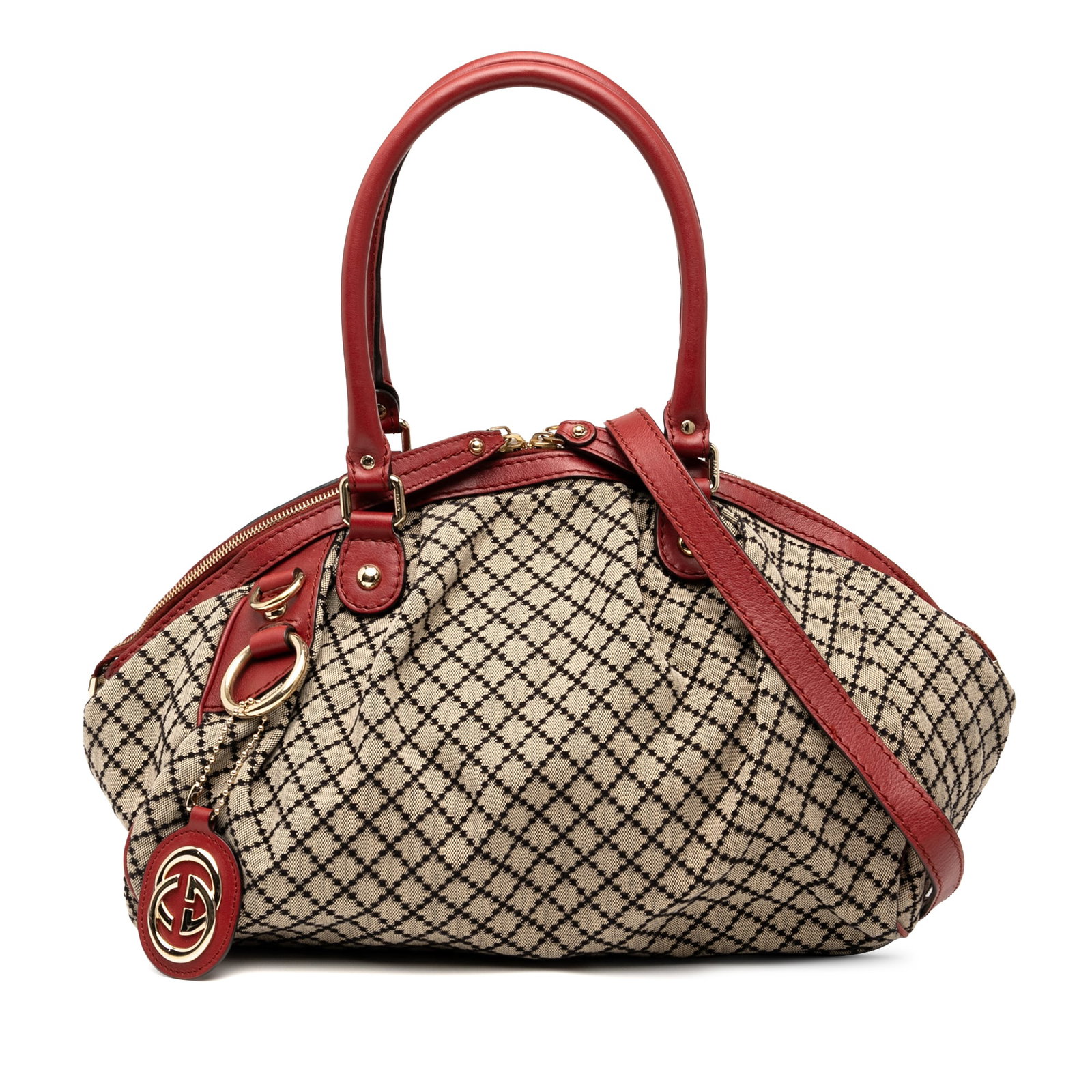 Gucci Diamante Canvas Sukey Satchel Brown Fabric Italy (1 of 8)