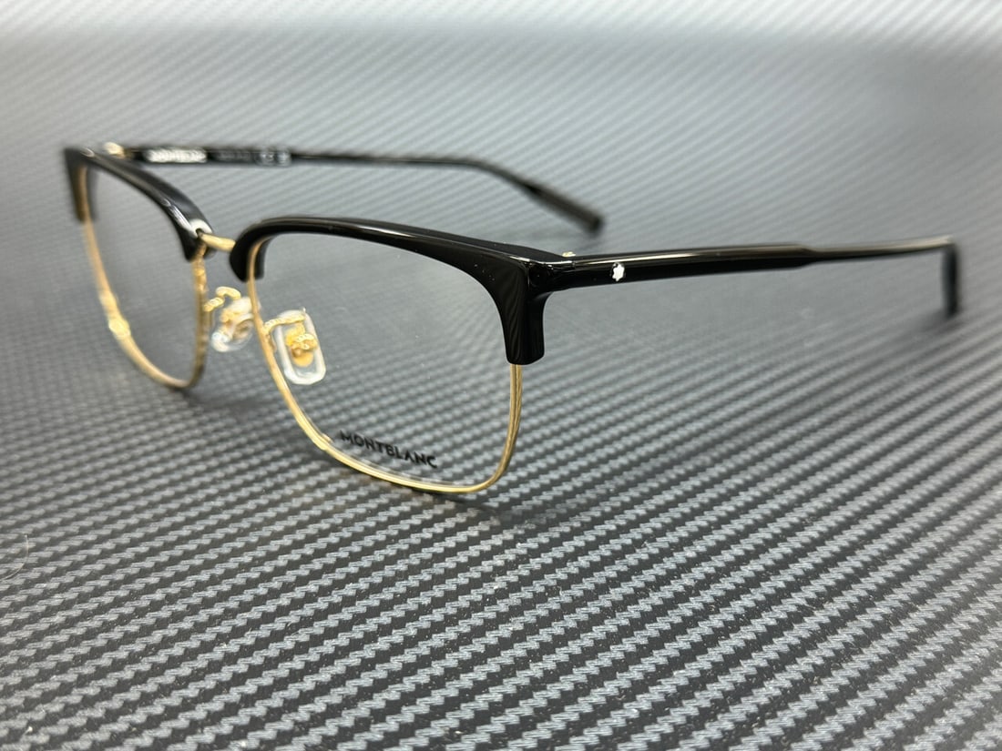 Mont Blanc MB0199OA 006 Black Gold Men's Eyeglasses with Authenticity: Mont Blanc MB0199OA 006 Black Gold Men's Eyeglasses with Authenticity Introducing Mont Blanc MB0199OA 006 eyeglasses, a perfect blend of sophistication and style for men. Featuring a striking black go