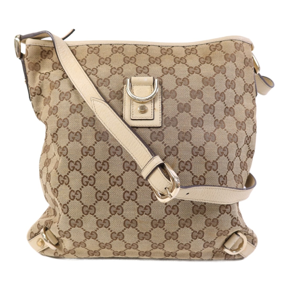 GUCCI GG Canvas White Shoulder Bag with GHW 131326: GUCCI GG Canvas White Shoulder Bag with GHW 131326 This elegant GUCCI shoulder bag features a stylish GG canvas exterior in a pristine white color. Designed for versatility, it offers ample space with