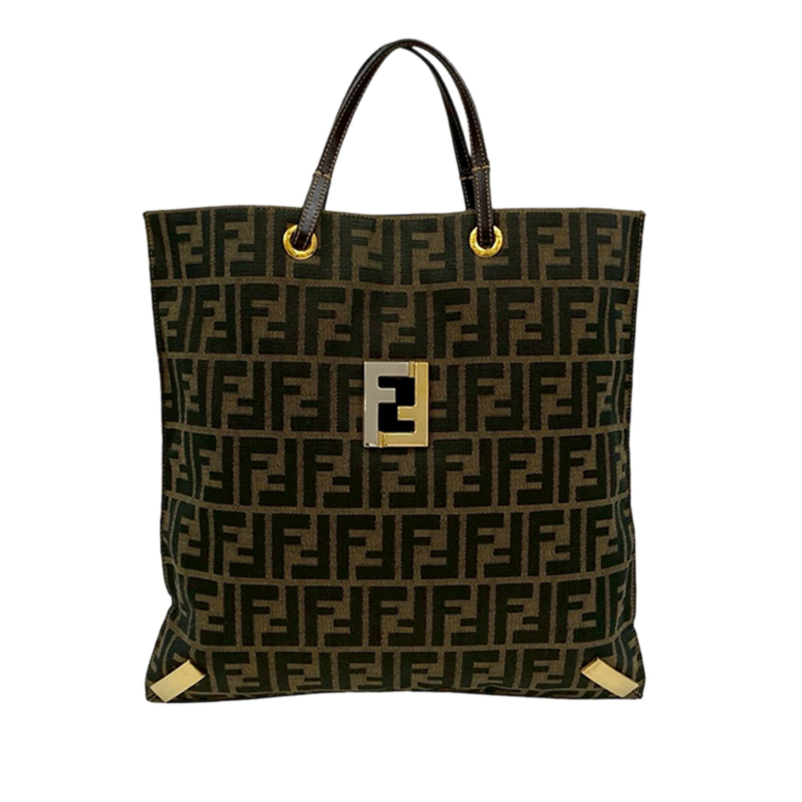 Fendi Brown Zucca Pattern Canvas Tote Bag with Leather Strap (1 of 8)