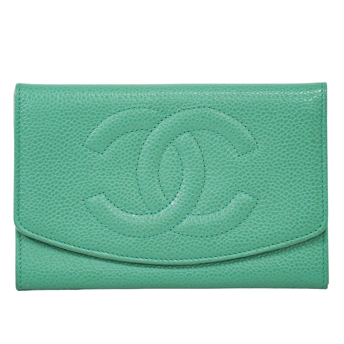 Chanel Leather Compact Wallet Green Caviar Grain (1 of 18)