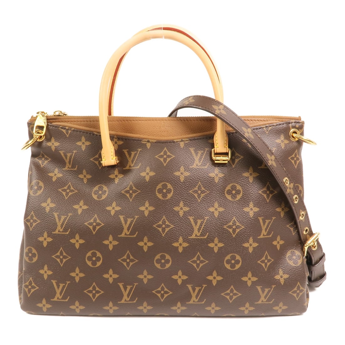 Louis Vuitton Pallas MM Monogram Canvas Gold Hardware Shoulder Bag: Louis Vuitton Pallas MM Monogram Canvas Gold Hardware Shoulder Bag This Louis Vuitton Pallas MM 2-way shoulder bag features the iconic Monogram brown PVC coated canvas and gold hardware. Designed for