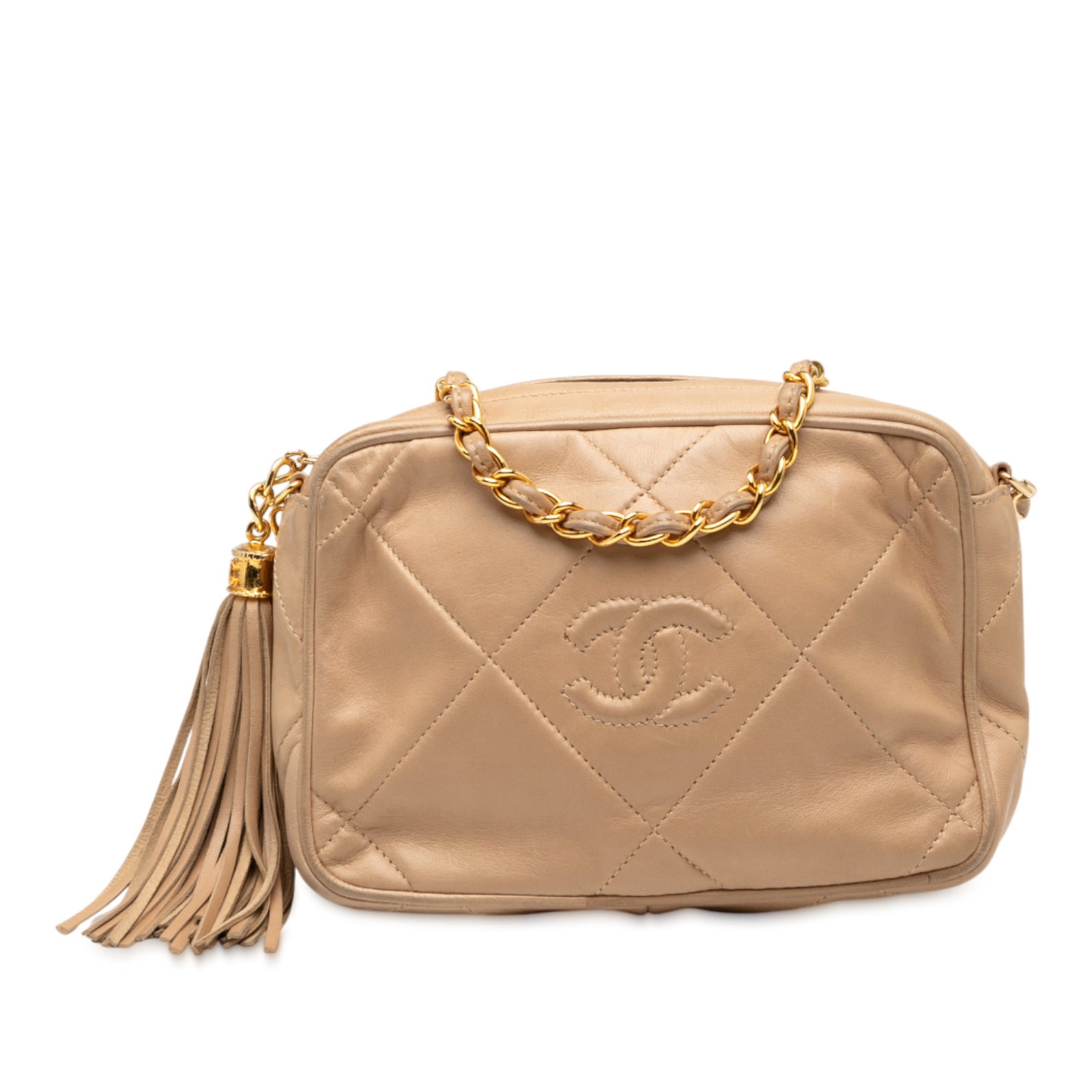 Chanel Brown Lambskin Quilted Crossbody Camera Bag with Tassel Accent (1 of 9)