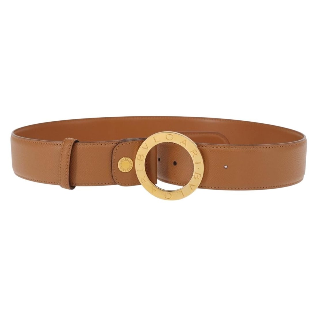 Brown Leather BVLGARI Belt with Gold Tone Hardware 36.6 Inch Italy (1 of 8)