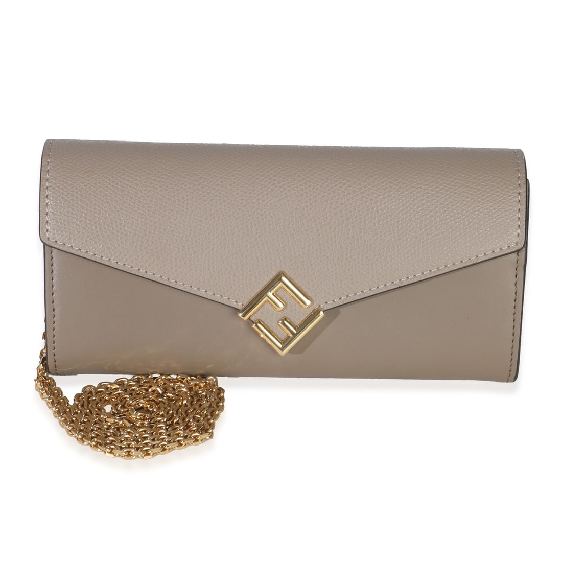 Fendi FF Diamonds Grey Leather Continental Wallet Crossbody with Chain (1 of 9)