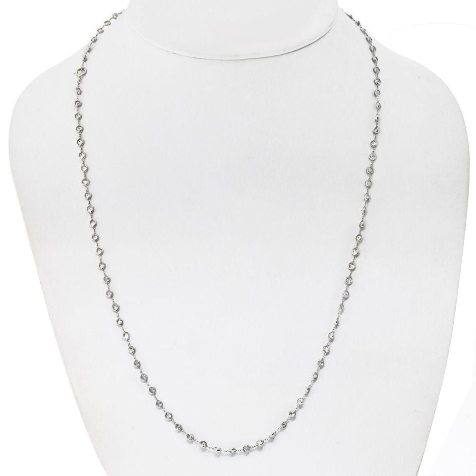 17 Inch 14K White Gold Necklace with 7.5ct Diamonds by the Yard: 17 Inch 14K White Gold Necklace with 7.5ct Diamonds by the Yard This elegant Diamonds by the Yard necklace is crafted in 14K white gold and features 91 round brilliant cut diamonds with a total weight