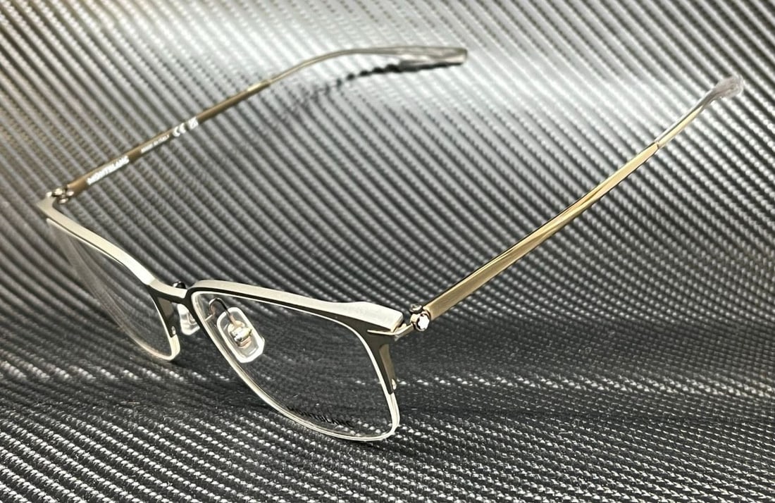 Mont Blanc MB0234OK 005 Silver Titanium XL Men's Eyeglasses with Authenticity: Mont Blanc MB0234OK 005 Silver Titanium XL Men's Eyeglasses with Authenticity Elevate your eyewear collection with these Mont Blanc MB0234OK 005 eyeglasses. Crafted in a stunning silver titanium-alumi