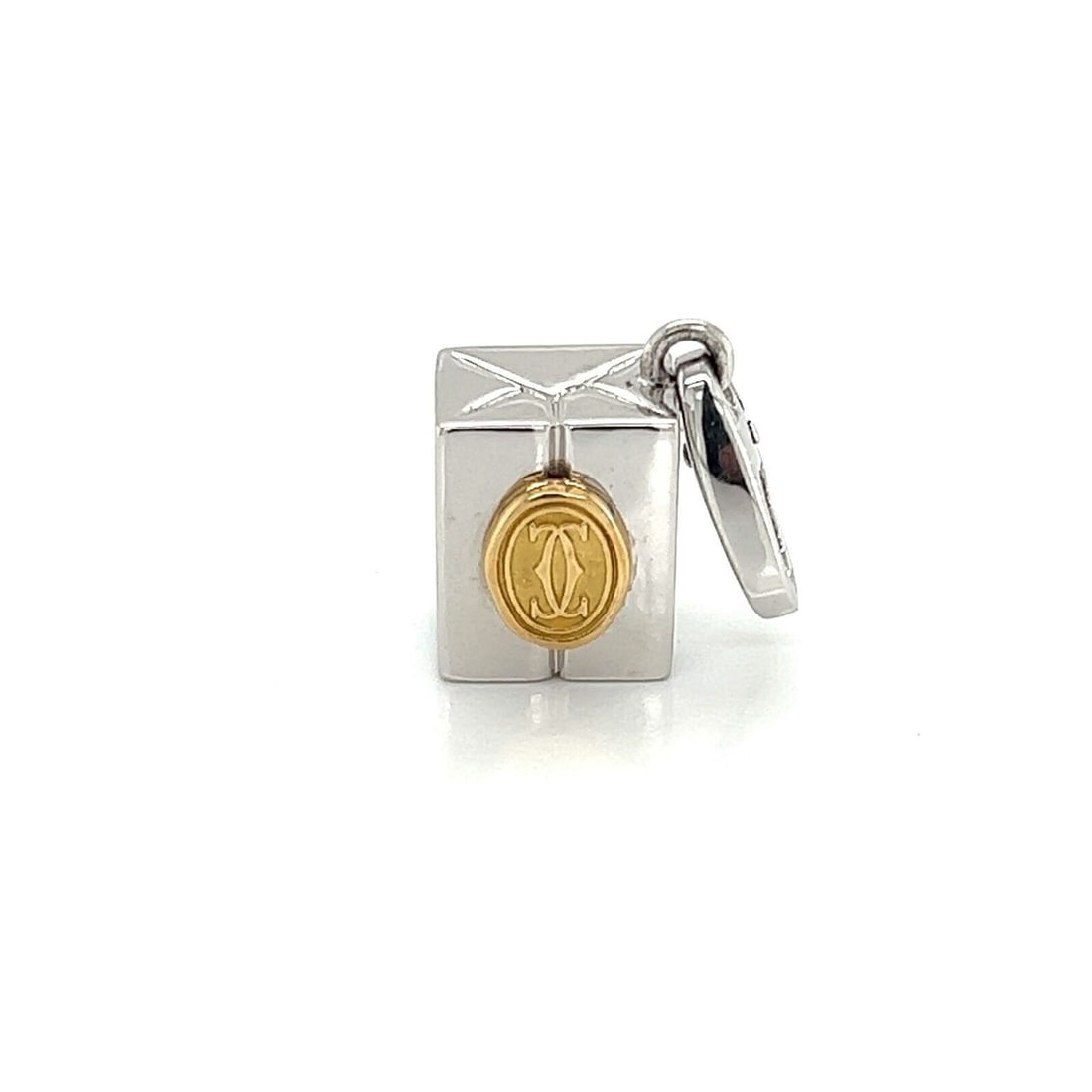 18k Two Tone Gold Double C Charm Pendant by Cartier (1 of 8)