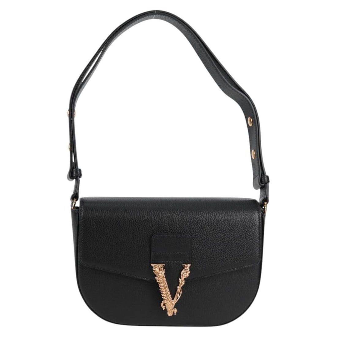 Versace Virtus Black Leather Flap Messenger Bag 23cm x 14cm x 6cm (1 of 18)