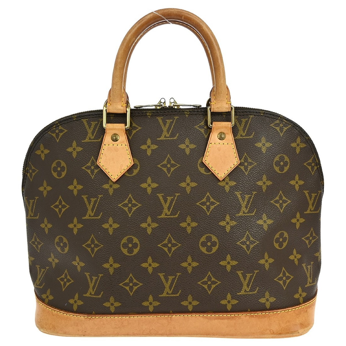 Louis Vuitton Alma Monogram Canvas Medium Brown Handbag M51130 VI1926: Louis Vuitton Alma Monogram Canvas Medium Brown Handbag M51130 VI1926 This Louis Vuitton Alma handbag features the signature Monogram canvas with beige double handles and a zip closure. Designed in a