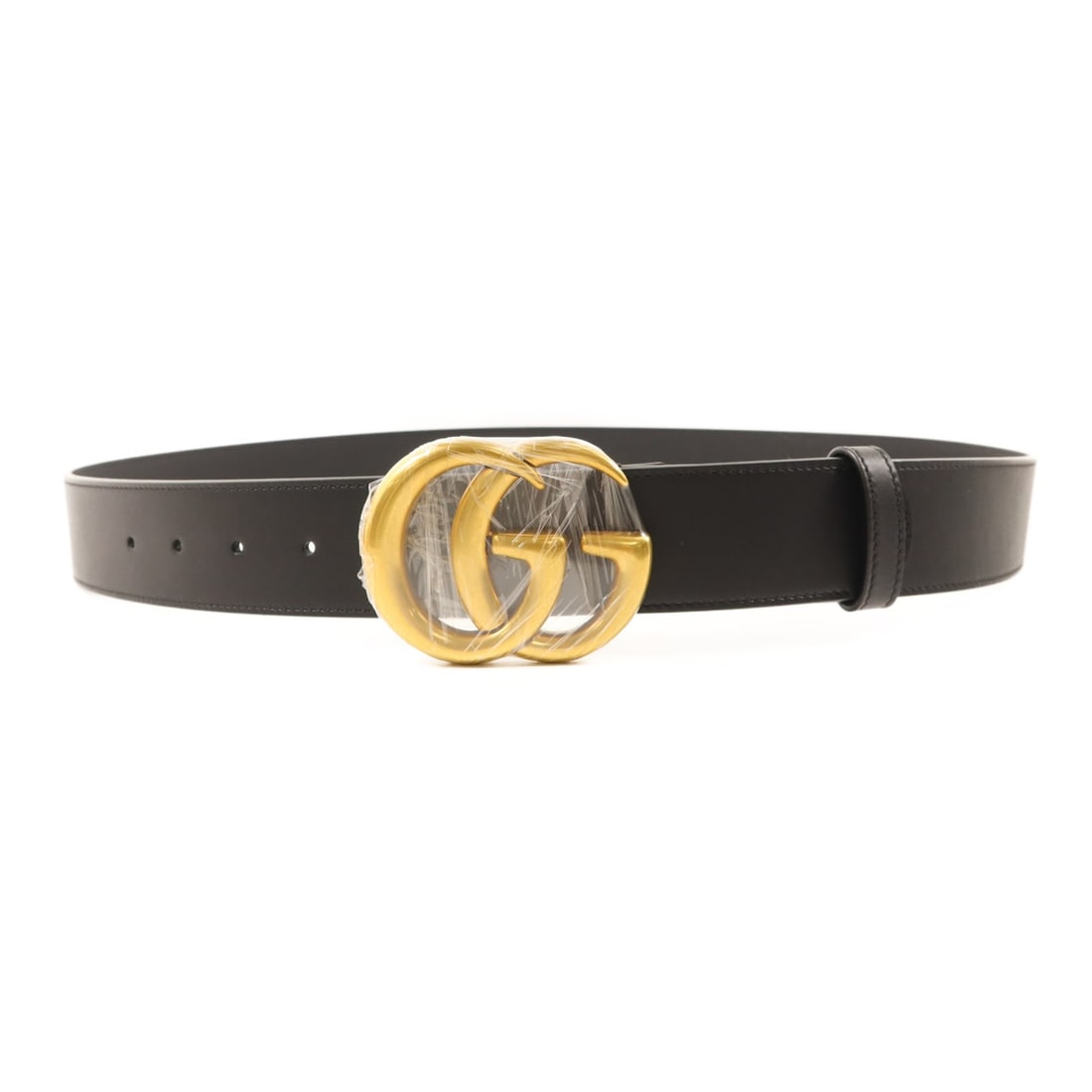 Black Calfskin GG Marmont Belt by Gucci with Gold Hardware Size 110cm (1 of 7)