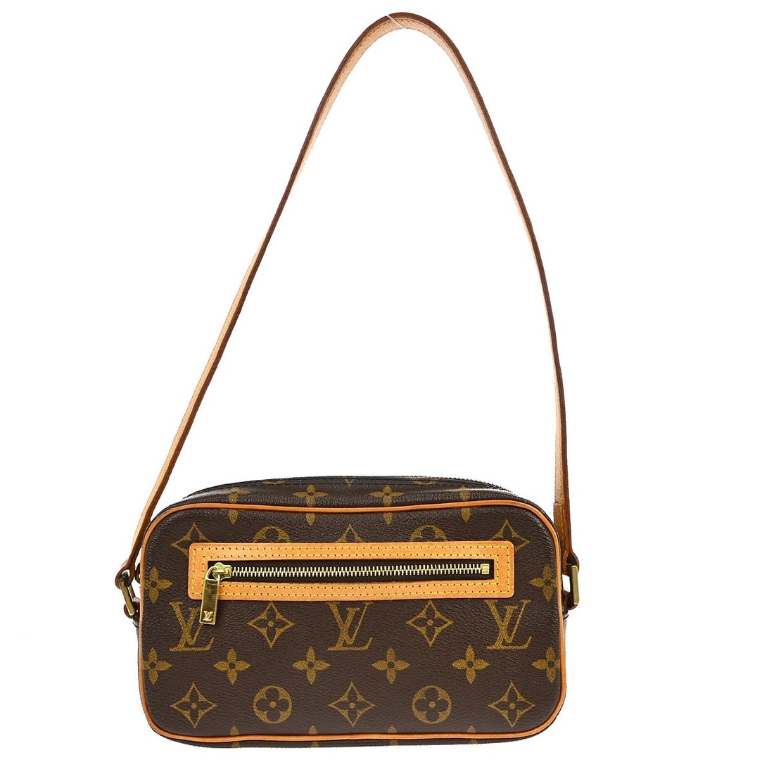 Louis Vuitton Cite Monogram Canvas Pochette Shoulder Handbag M51183: Louis Vuitton Cite Monogram Canvas Pochette Shoulder Handbag M51183 This Louis Vuitton Pochette Cite shoulder bag features the classic monogram canvas leather exterior with a zip closure and double br
