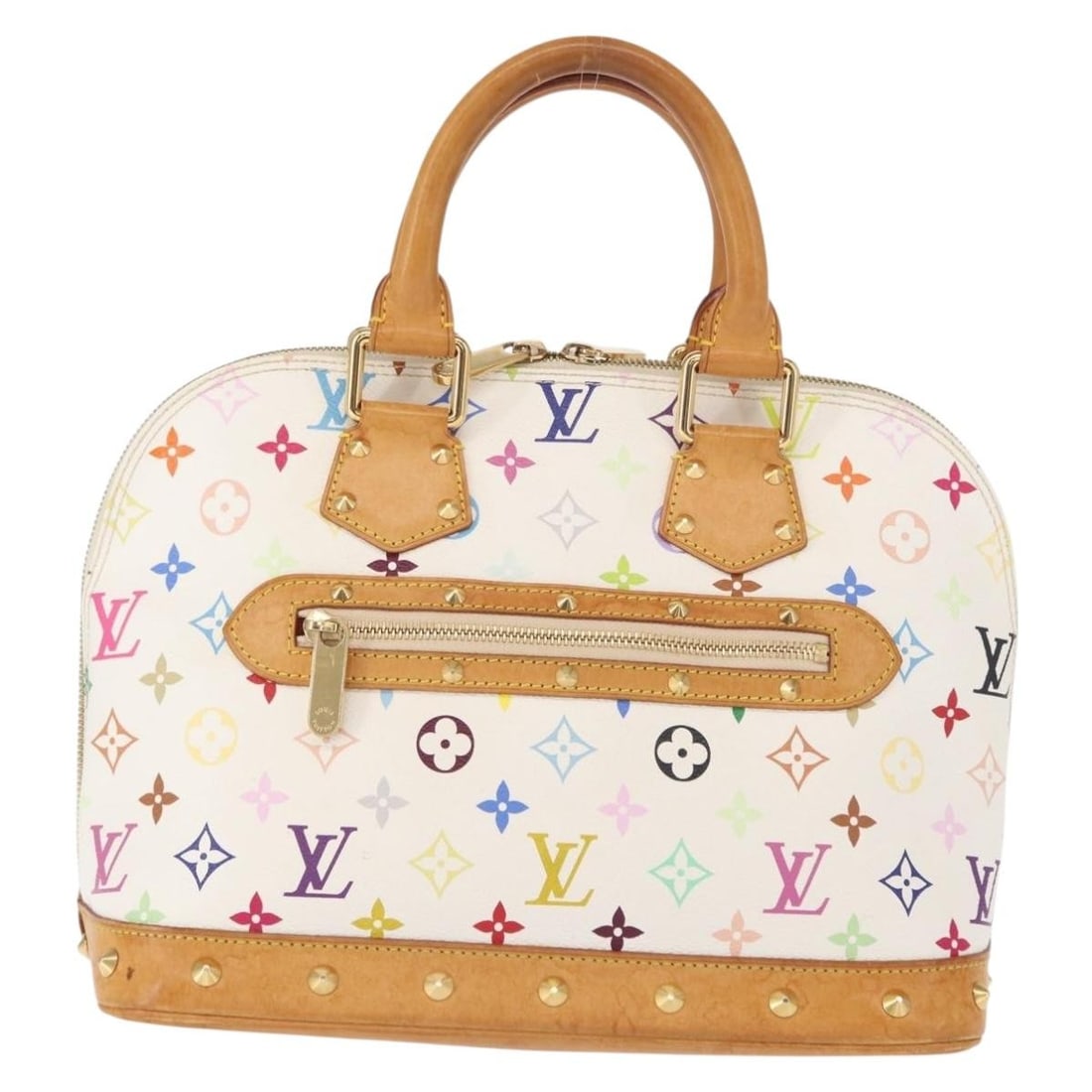 Louis Vuitton Multicolor Canvas Alma Purse 30cm x 23cm x 16cm: Louis Vuitton Multicolor Canvas Alma Purse 30cm x 23cm x 16cm This Louis Vuitton Alma handbag features the iconic multicolor monogram canvas, designed for female use. The bag displays signs of wear in