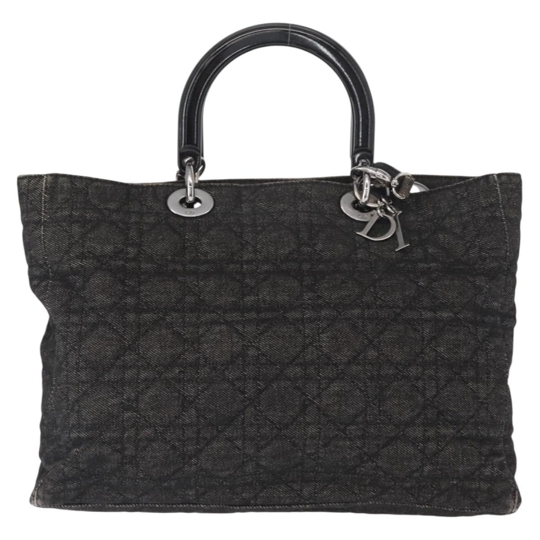 Lady Dior Tote Bag Denim Cannage Quilted Vintage Black: Lady Dior Tote Bag Denim Cannage Quilted Vintage Black This Christian Dior Vintage Lady Dior Tote features the iconic Cannage quilt design in black denim. Designed for women, it offers ample space and