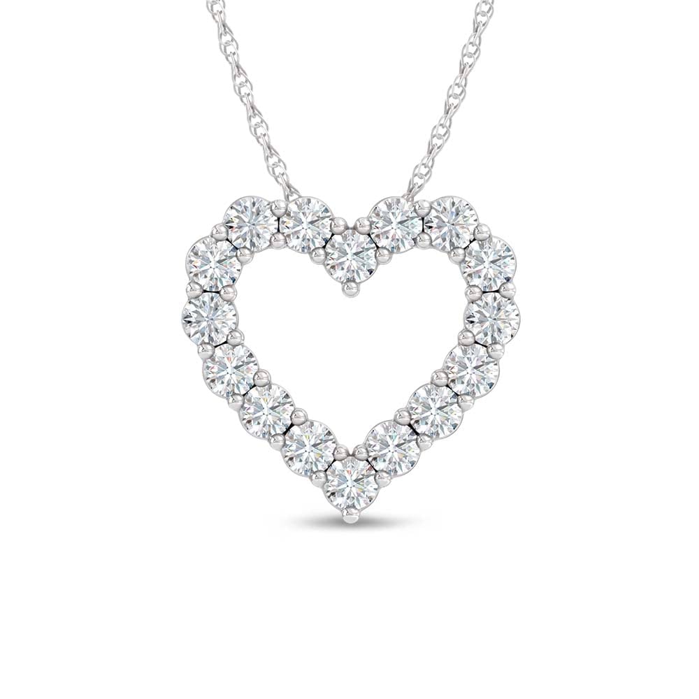 10K White Gold Lab Grown Diamond 1 Ct.Tw. Heart Pendant: 10K White Gold Lab Grown Diamond 1 Ct.Tw. Heart Pendant Polished 10K white gold heart pendant featuring lab-grown diamonds totaling 1 carat total weight. 10k White Gold Stone Color: D-f Stone Clarity: